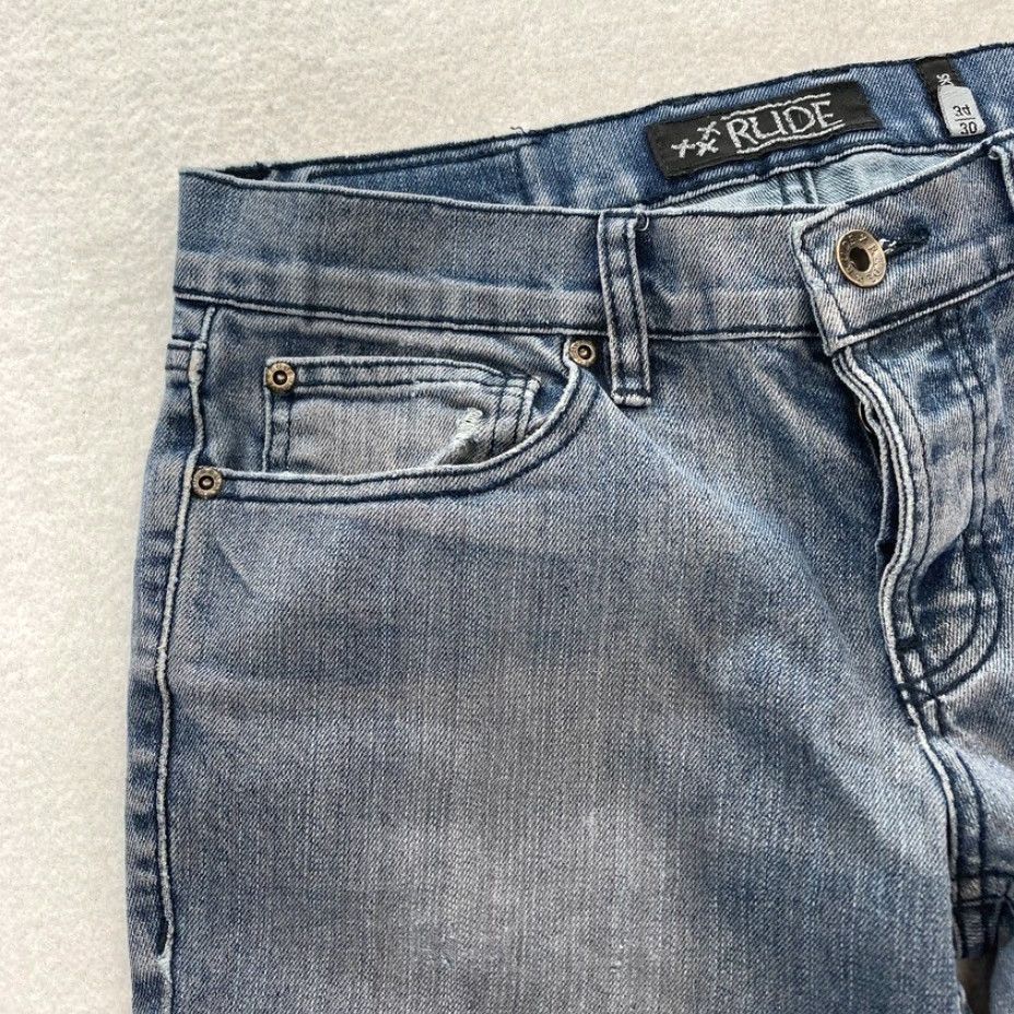 Vintage Rude Skinny Jeans Mens 30x34 Medium Wash Blue Stretch Denim Button Fly Emo Jeans Category: Jeans Size US 30 / EU 46 - 4 Thumbnail