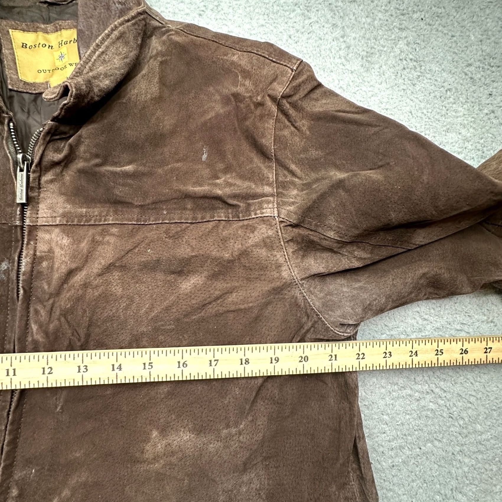Vintage VINTAGE Boston Harbour Brown Suede Leather Jacket Mens Small Full Zip Bomber Jacket Size US S / EU 44-46 / 1 - 5 Thumbnail