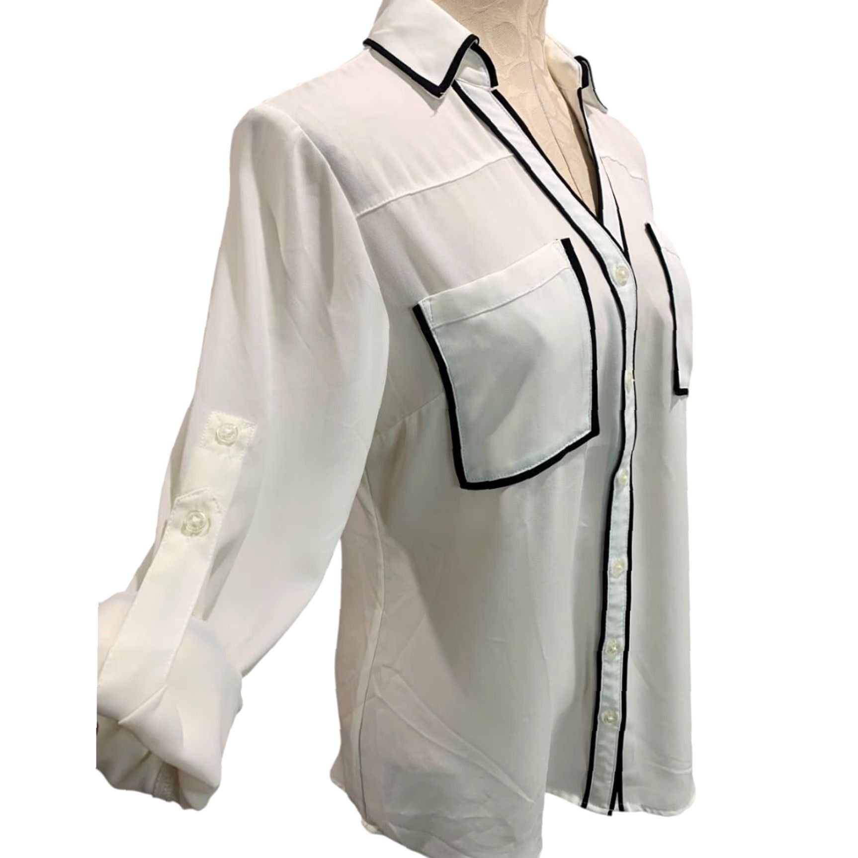 Express VINTAGE? (no) Express Shirt Womens The Portofino Ivory Blouse Size M Medium Sheer White Size M / US 6-8 / IT 42-44 - 5 Thumbnail
