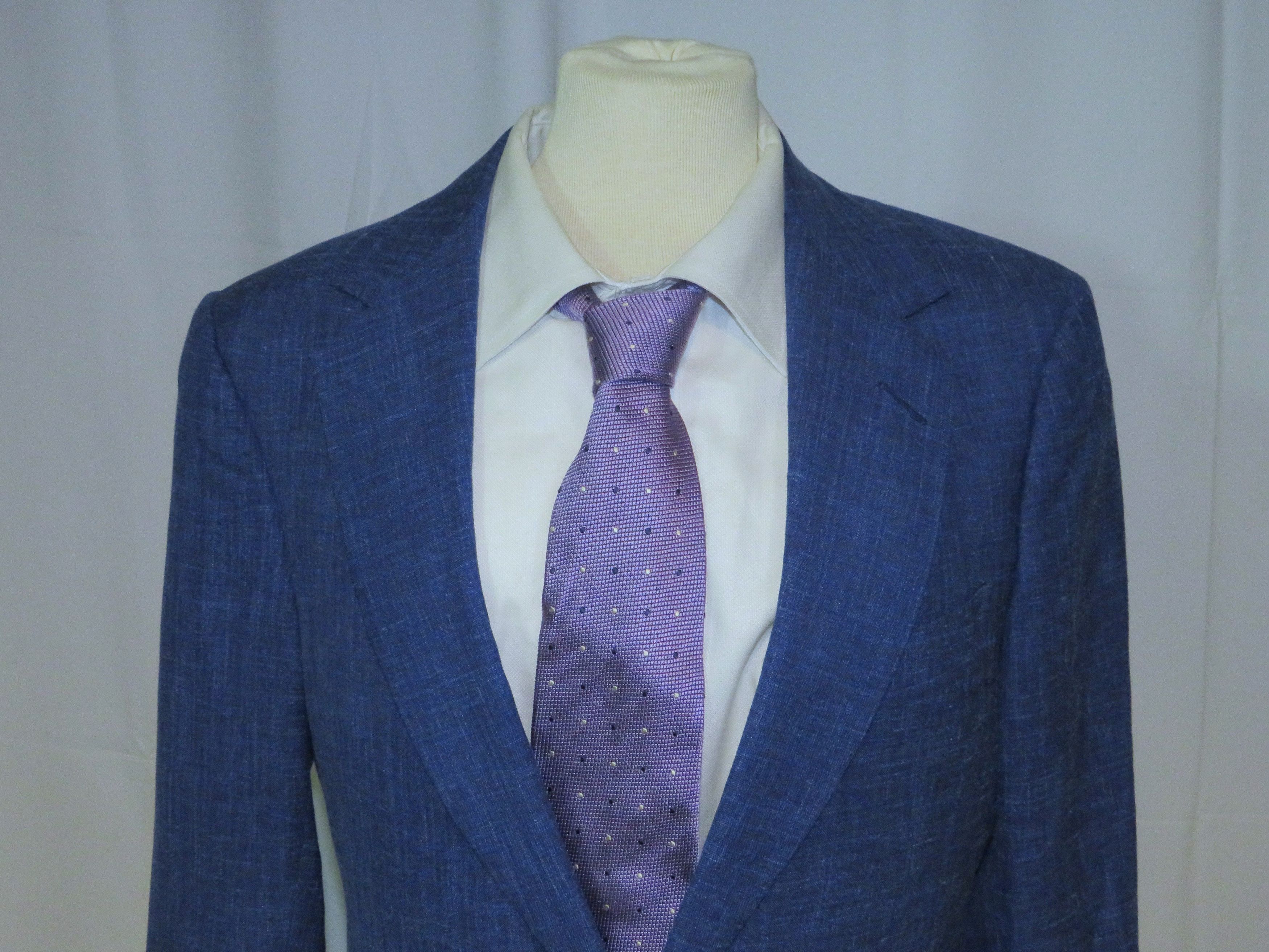 Huntsman Savile Row Bespoke Blue Melange One Button Sport Coat 36S Size 36S - 4 Thumbnail