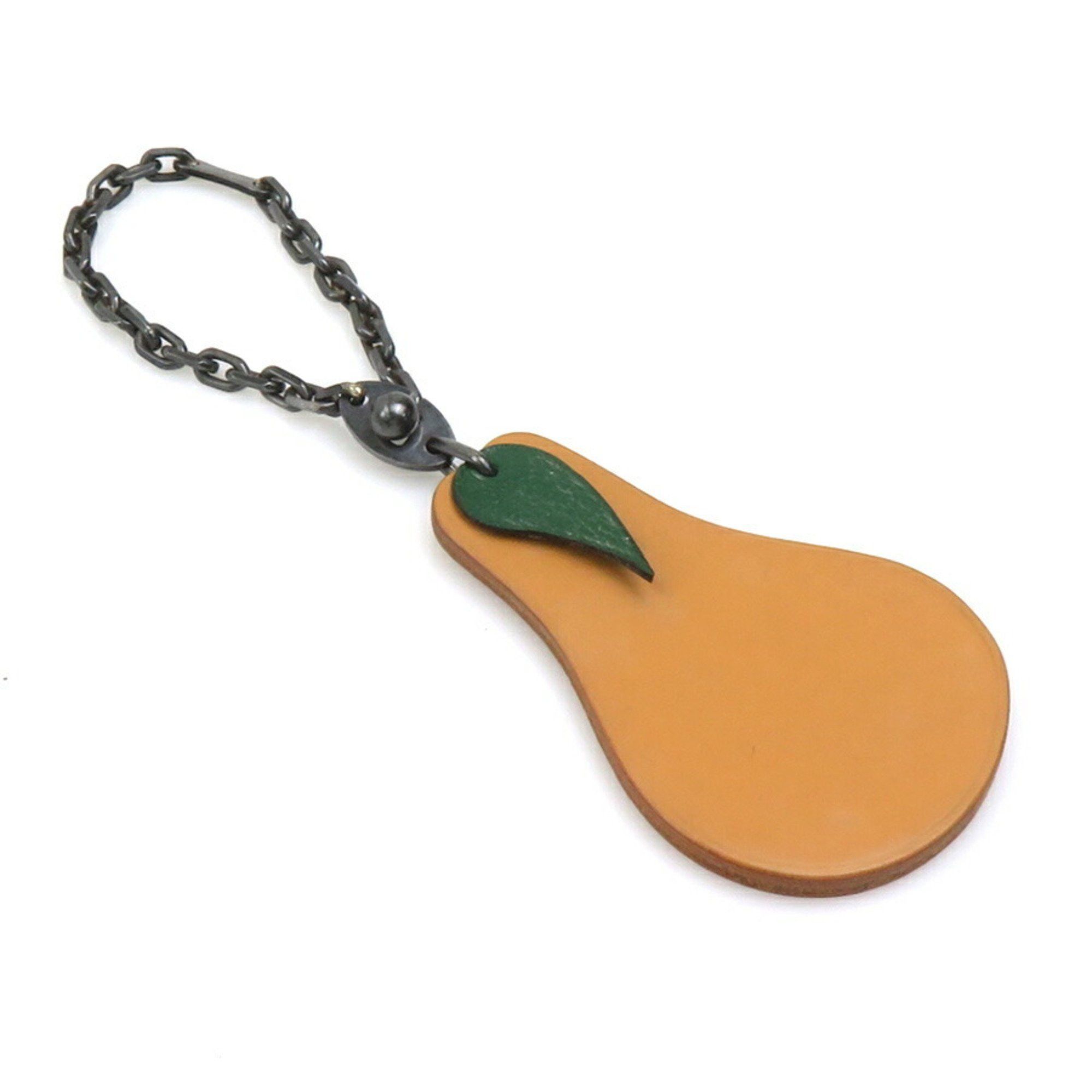 Hermes Hermès Charm with Fruit Motif La France Leather and Metal Brown Silver for Men Women e60748n