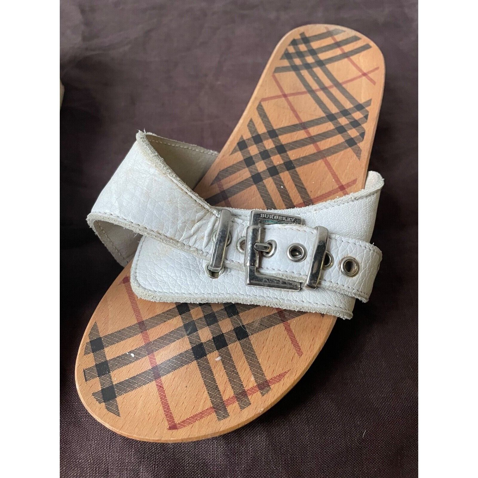 Burberry Burberry Vintage Nova Check Wooden Clogs 8259AC Size US 6 / IT 36 - 3 Thumbnail