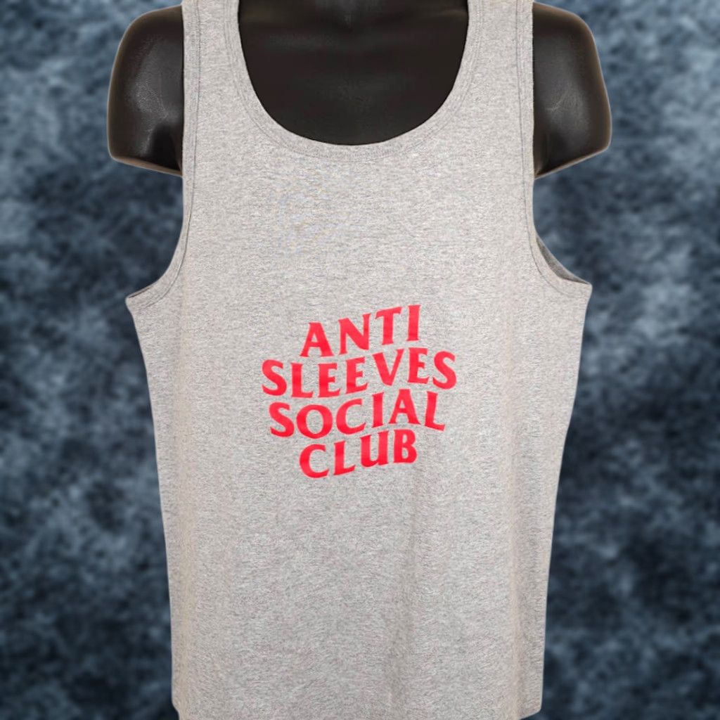 Port & Company ANTI SLEEVES SOCIAL CLUB Tank Top Mens Size Medium Gray Funny Humor Joke Shirt Size US M / EU 48-50 / 2 - 1 Thumbnail