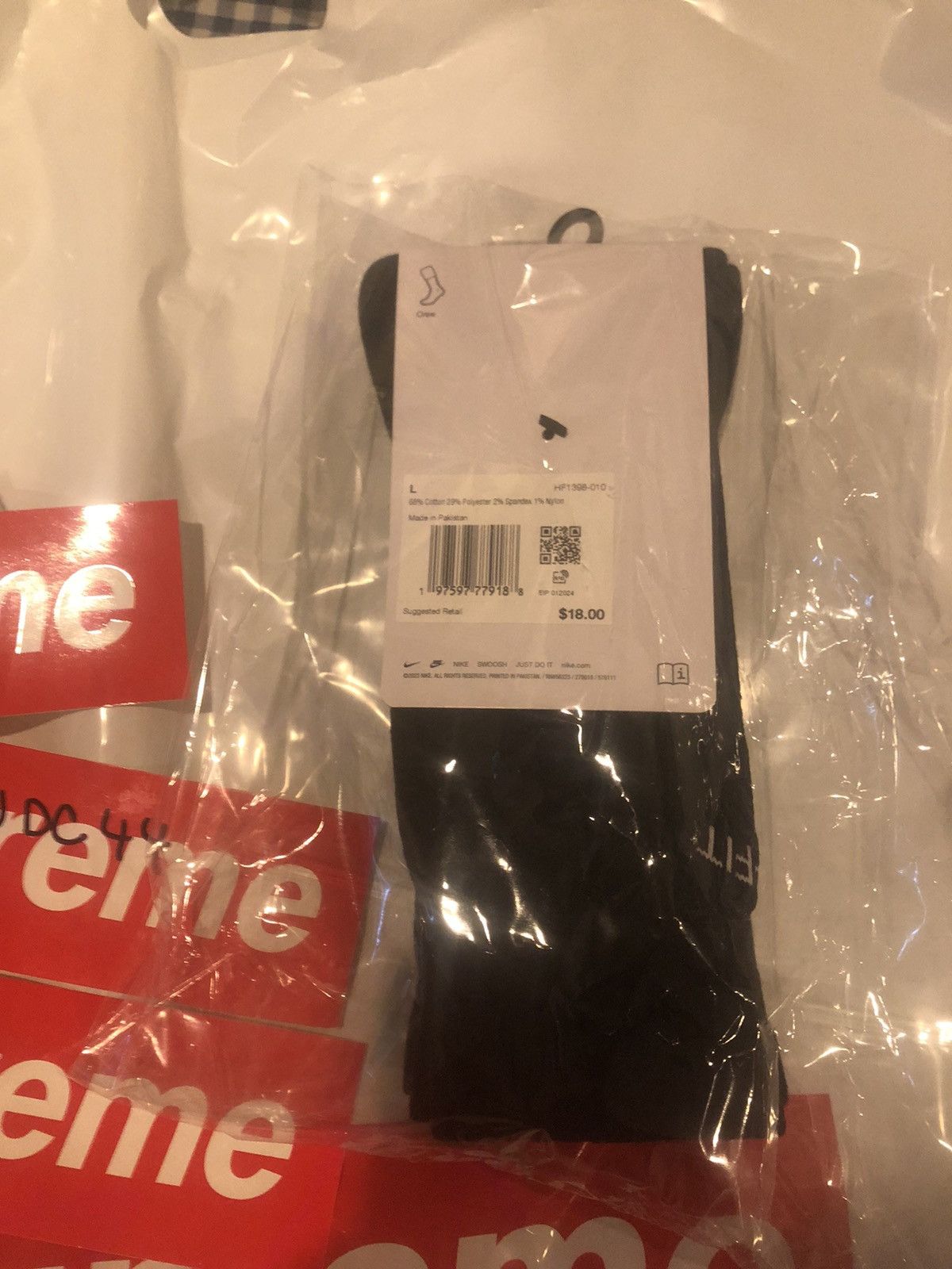 Jordan Brand × Supreme Supreme Jordan Socks Size 8-12Black 2 Pairs FW24 Size 30 - 3 Thumbnail