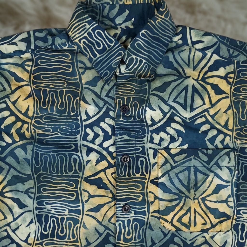 Vintage Johari West Men's Shirt Size Medium Casual Button-Up Short Sleeve Blue Cotton 90s Modern Size US M / EU 48-50 / 2 - 1 Thumbnail