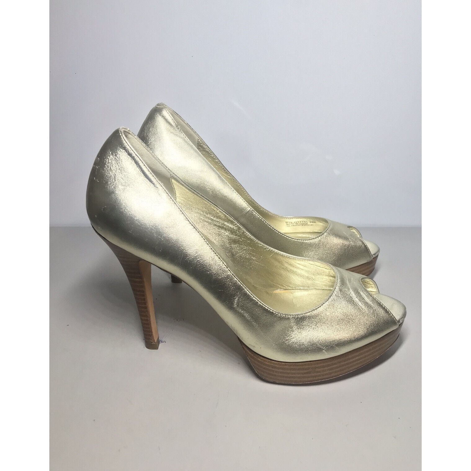 Cole Haan Cole Haan Air Gold Metallic Leather PeepToe Stiletto Heels W Size US 9.5 / IT 39.5 - 2 Thumbnail