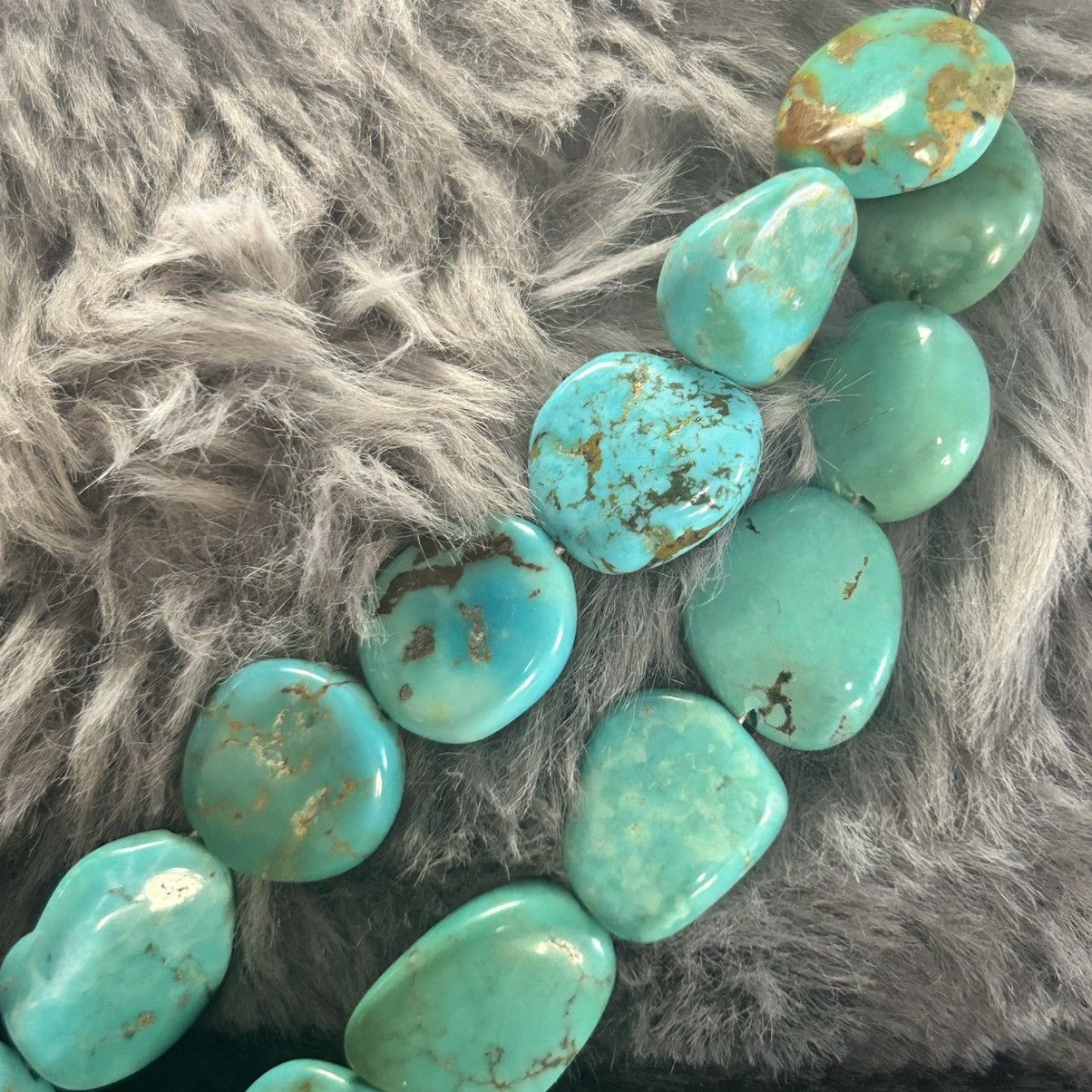 Vintage Handcrafted vintage genuine turquoise double strand necklace Size ONE SIZE - 9 Thumbnail
