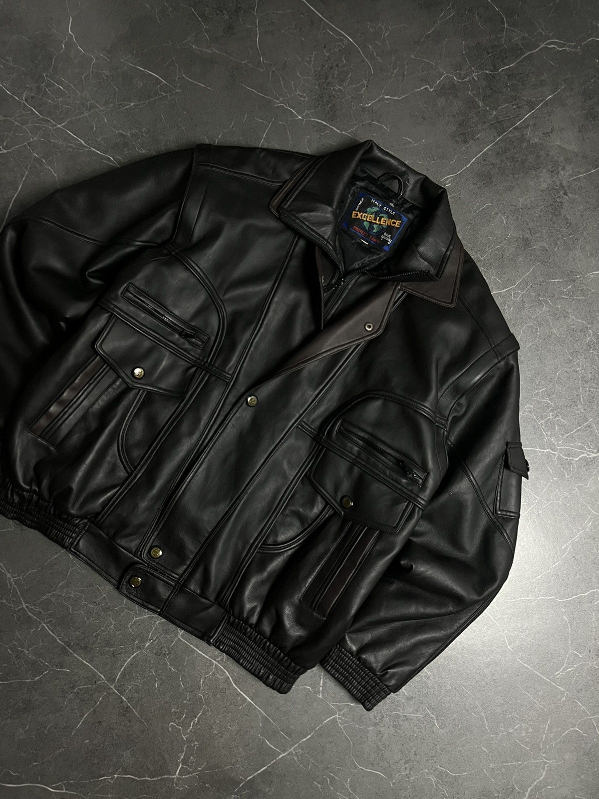 Leather Leather jacket italy style 90’s vintage Size US XL / EU 56 / 4 - 4 Thumbnail