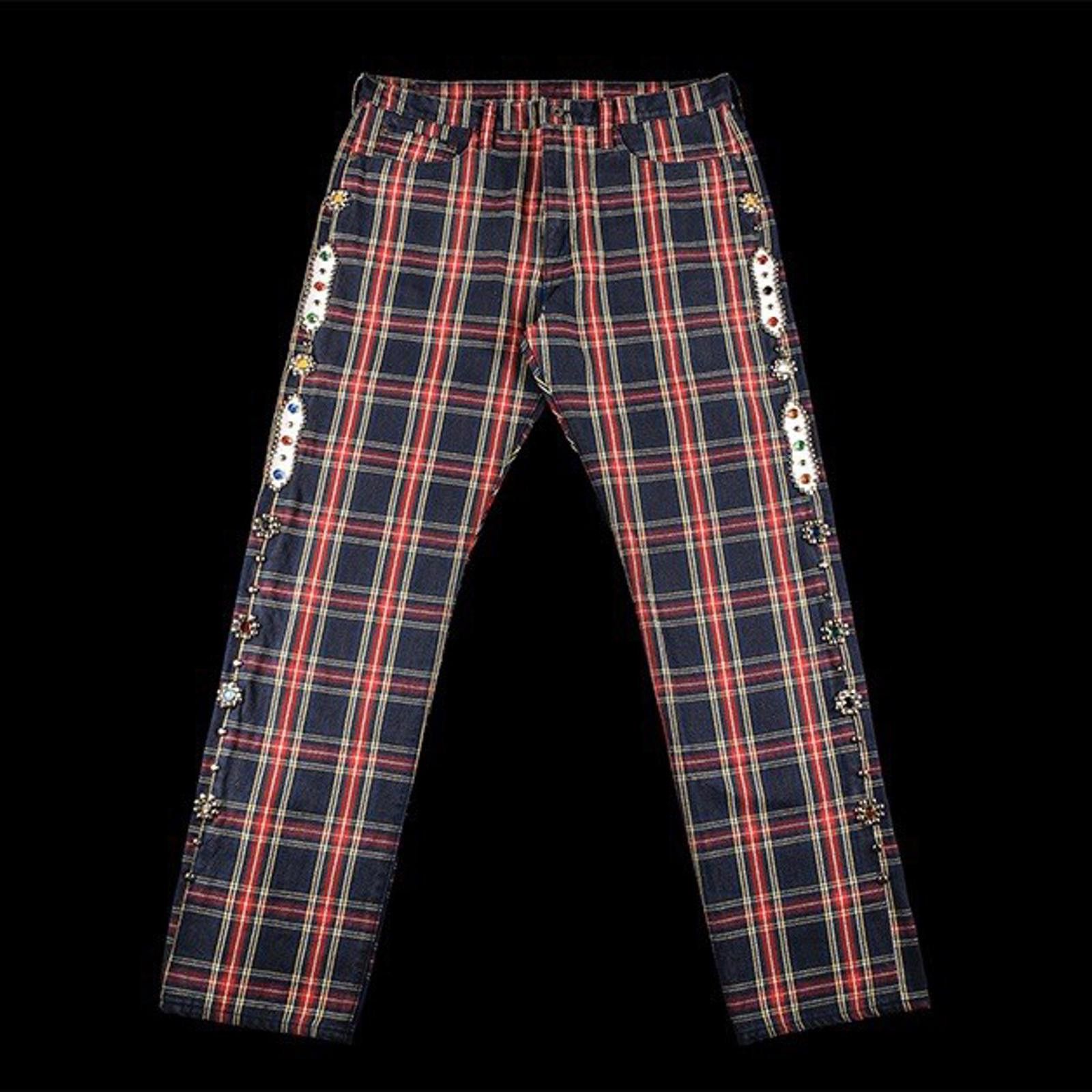 Kapital Kapital Plaid Studded Jewel Cisco Tartan Plaid Pant Navy 36 Size US 36 / EU 52 - 1 Thumbnail