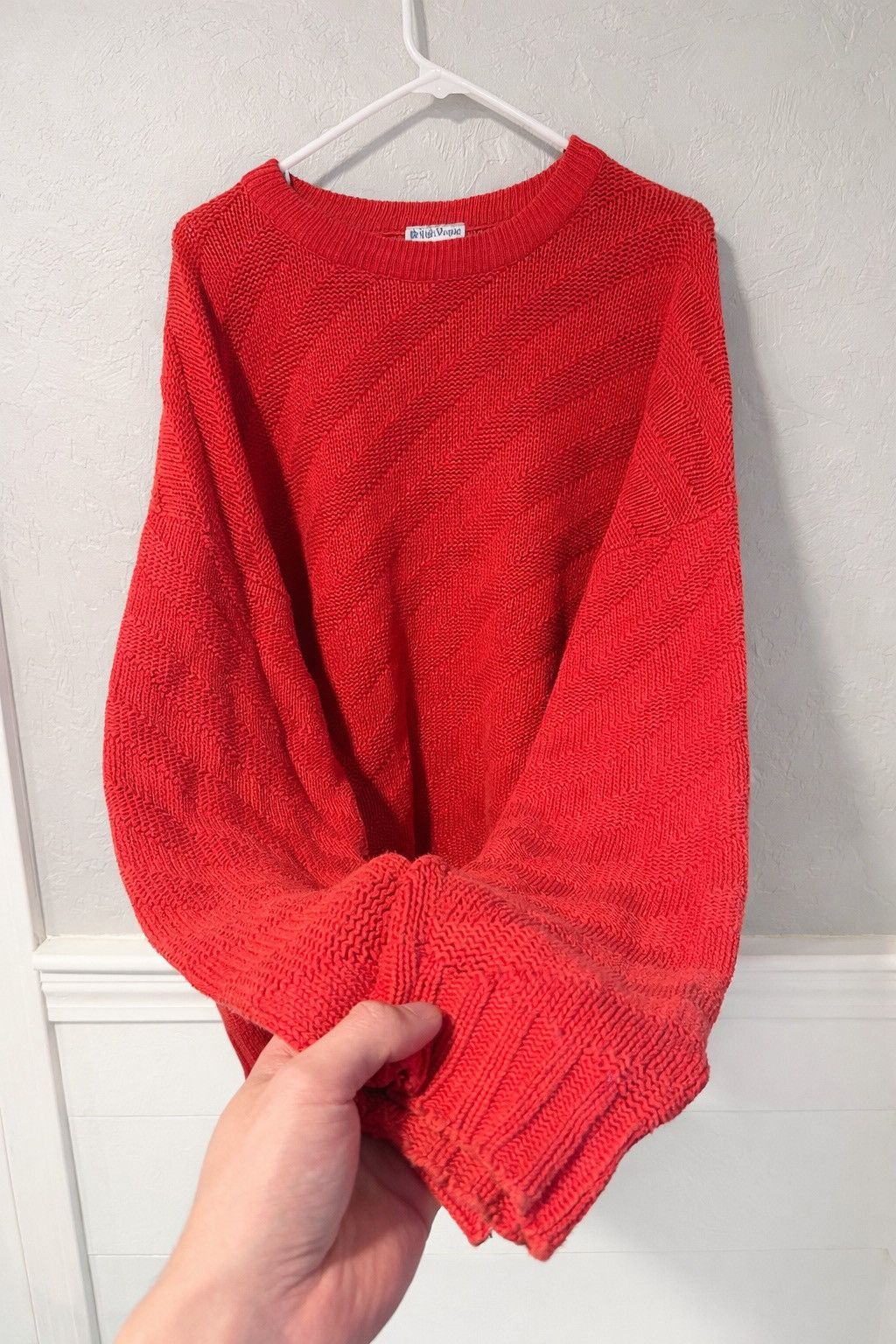 Vintage Red 60s-70s Knit Sweater Fisherman Pullover