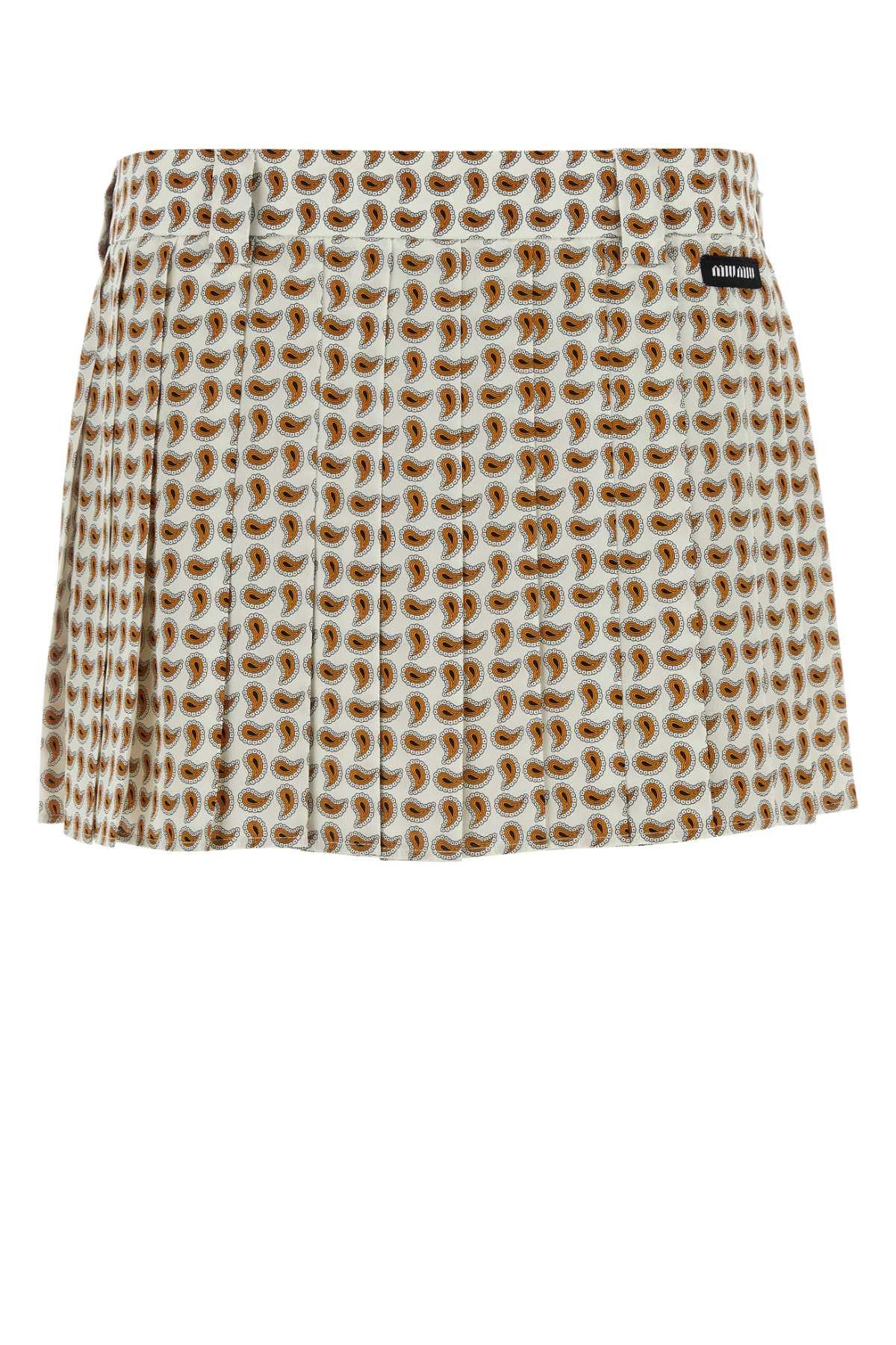 image of Miu Miu Printed Silk Mini Skirt, Women's (Size 28)