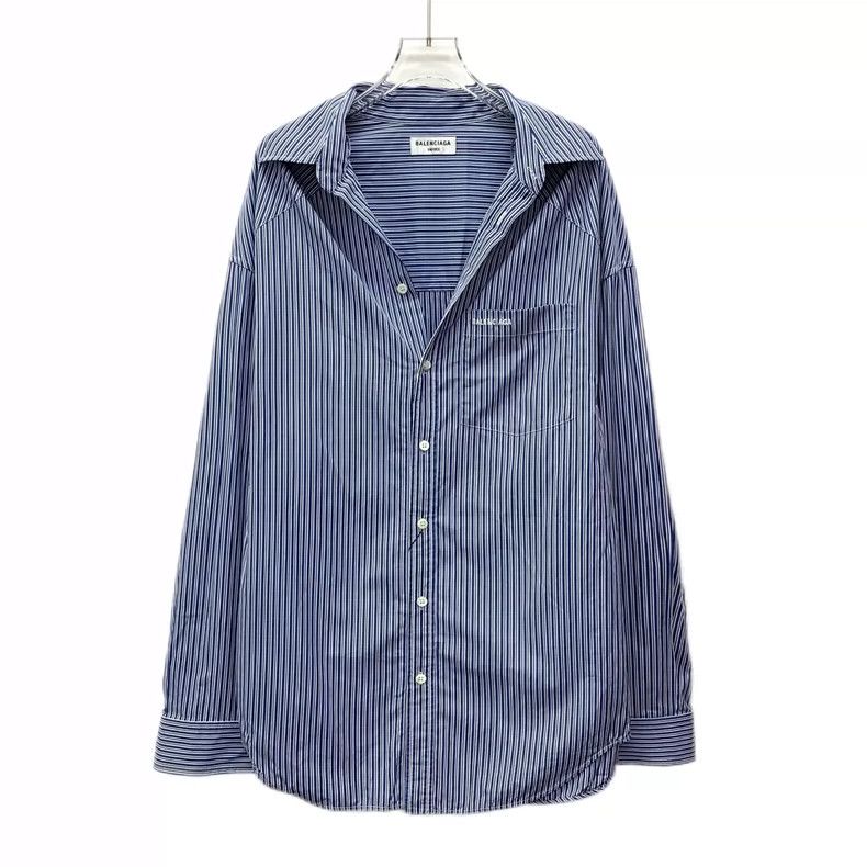 Other Balenciaga Blue striped logo monogrammed embroidered cotto Size US S / EU 44-46 / 1 - 1 Thumbnail