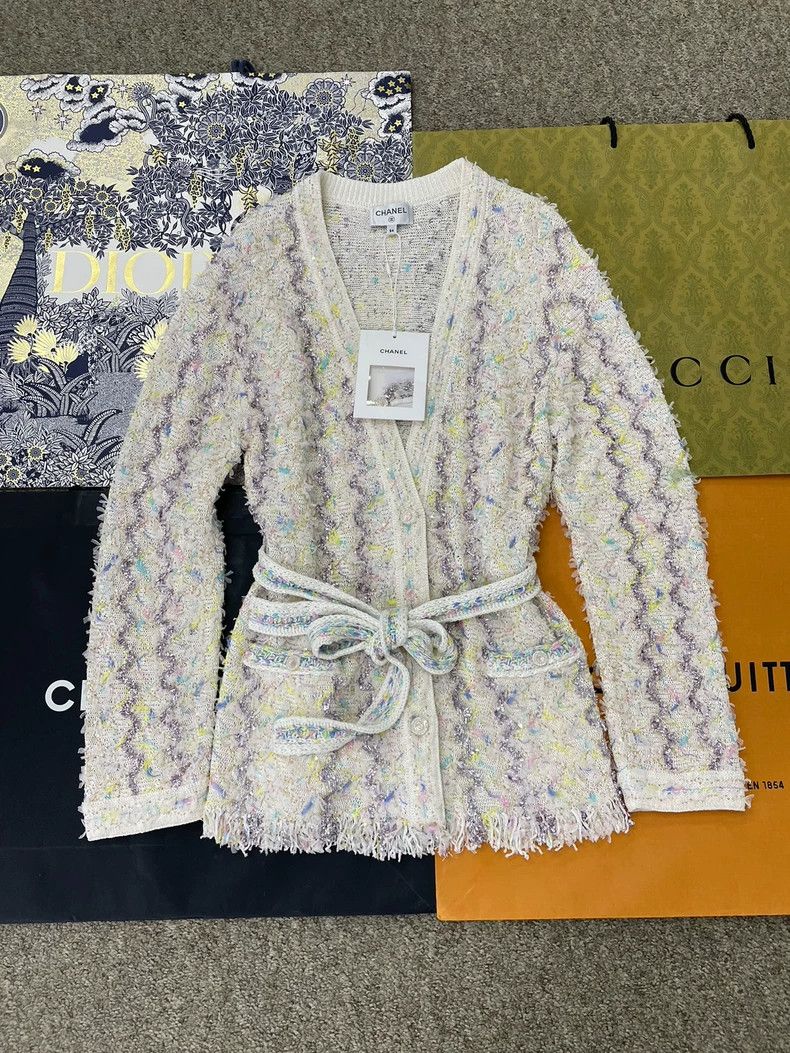 Chanel chanel Illusion sequin tassel lace-up cardigan coat Size XXS / US 00 / IT 34 - 1 Thumbnail