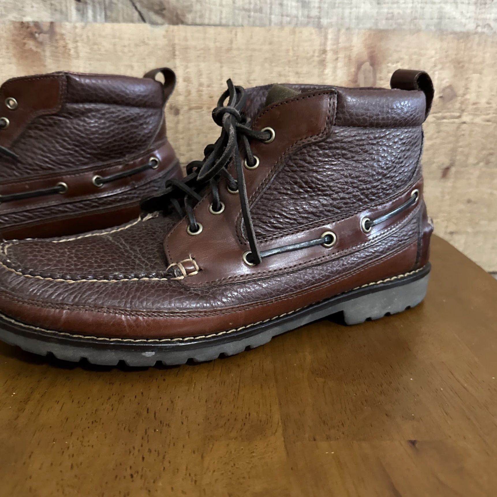 Vintage L.L. Bean East Point Men's Brown Leather Boots Size 10.5 D Boots Brown Leather East Point Men's RN71341 273824 Size US 11 / EU 44 - 6 Thumbnail