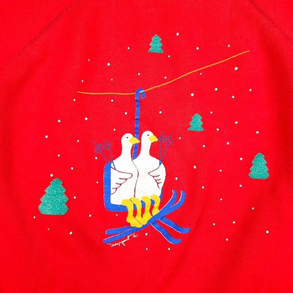 Vintage VINTAGE Ski Geese Sweatshirt Mens Size Small Red 80s Ski Lift Made In USA Size US S / EU 44-46 / 1 - 3 Thumbnail