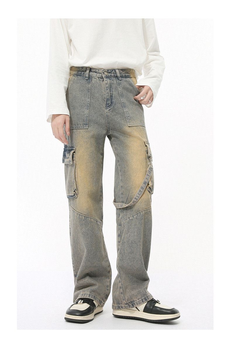 Japanese Brand × Jean Distressed patchwork multi-pocket distressed cargo jeans Size US 32 / EU 48 - 1 Thumbnail
