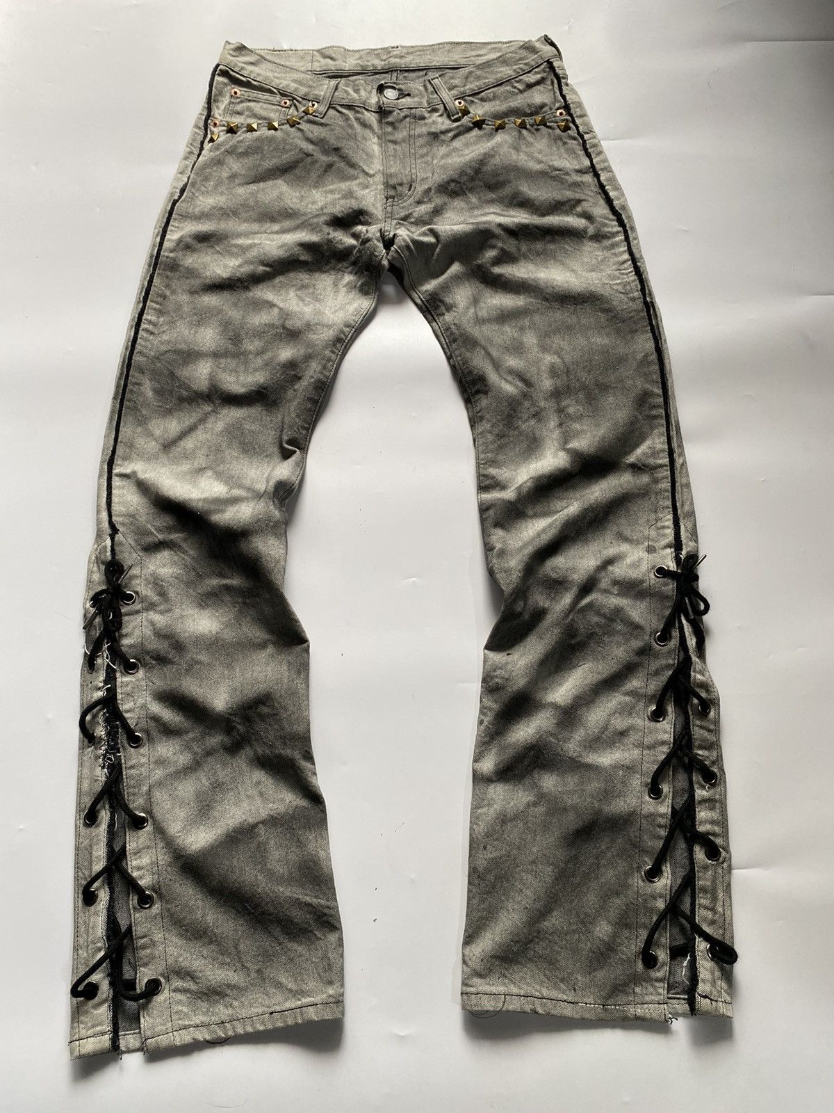 Le Grande Bleu (L.G.B.) Lace up acoustic smoke wash pant japanese brand Size US 32 / EU 48 - 7 Thumbnail