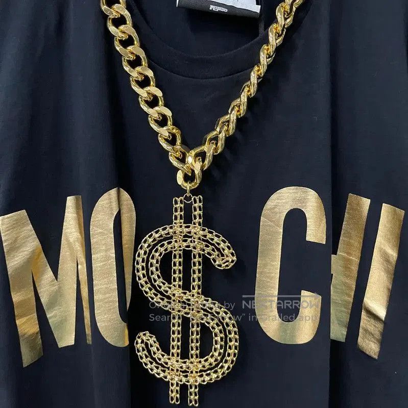 Moschino Moschino Black Cotton Chain Short Sleeve T-Shirt . Size US S / EU 44-46 / 1 - 4 Thumbnail