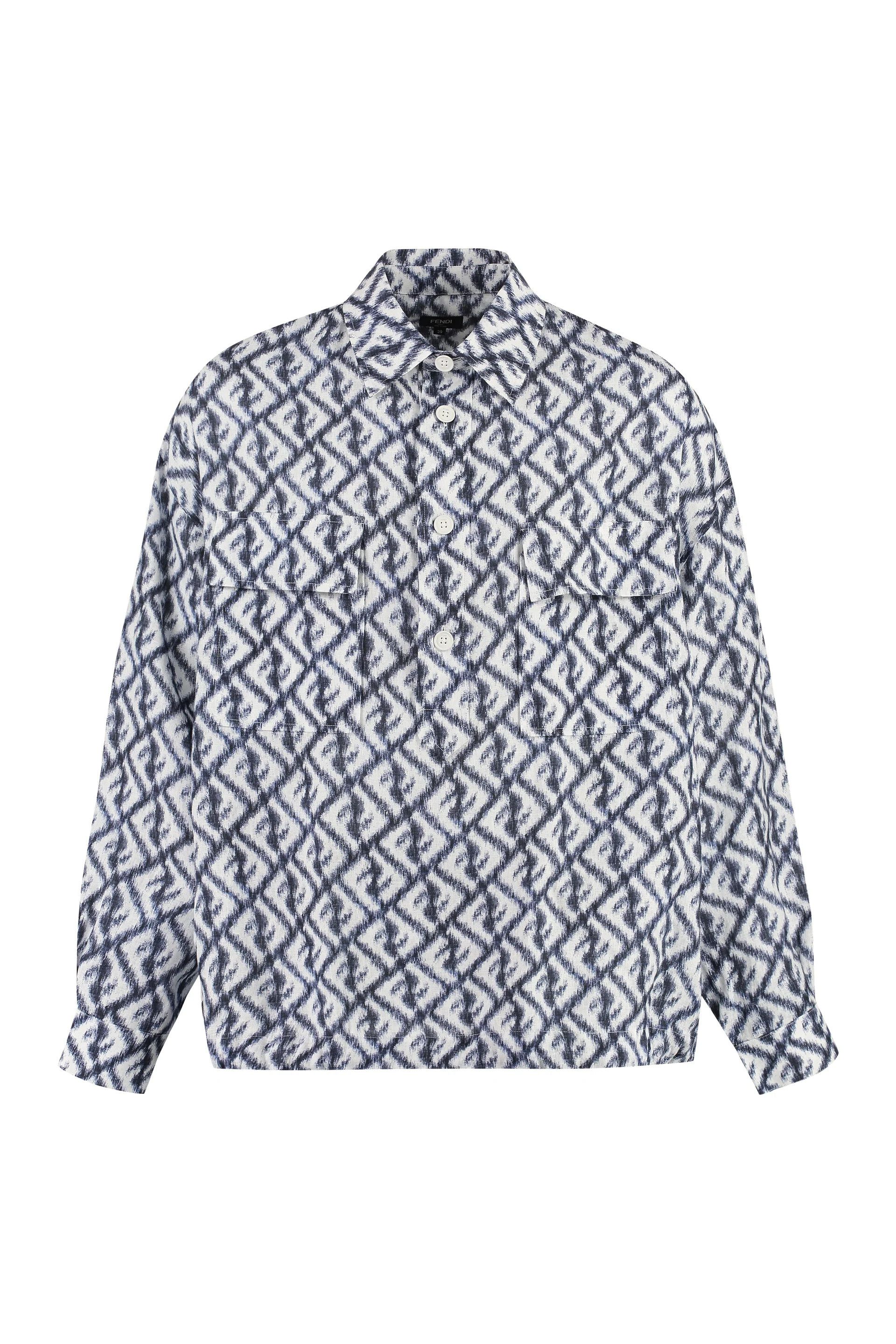 o1y0125 Linen Shirt in Midnight Blue/White