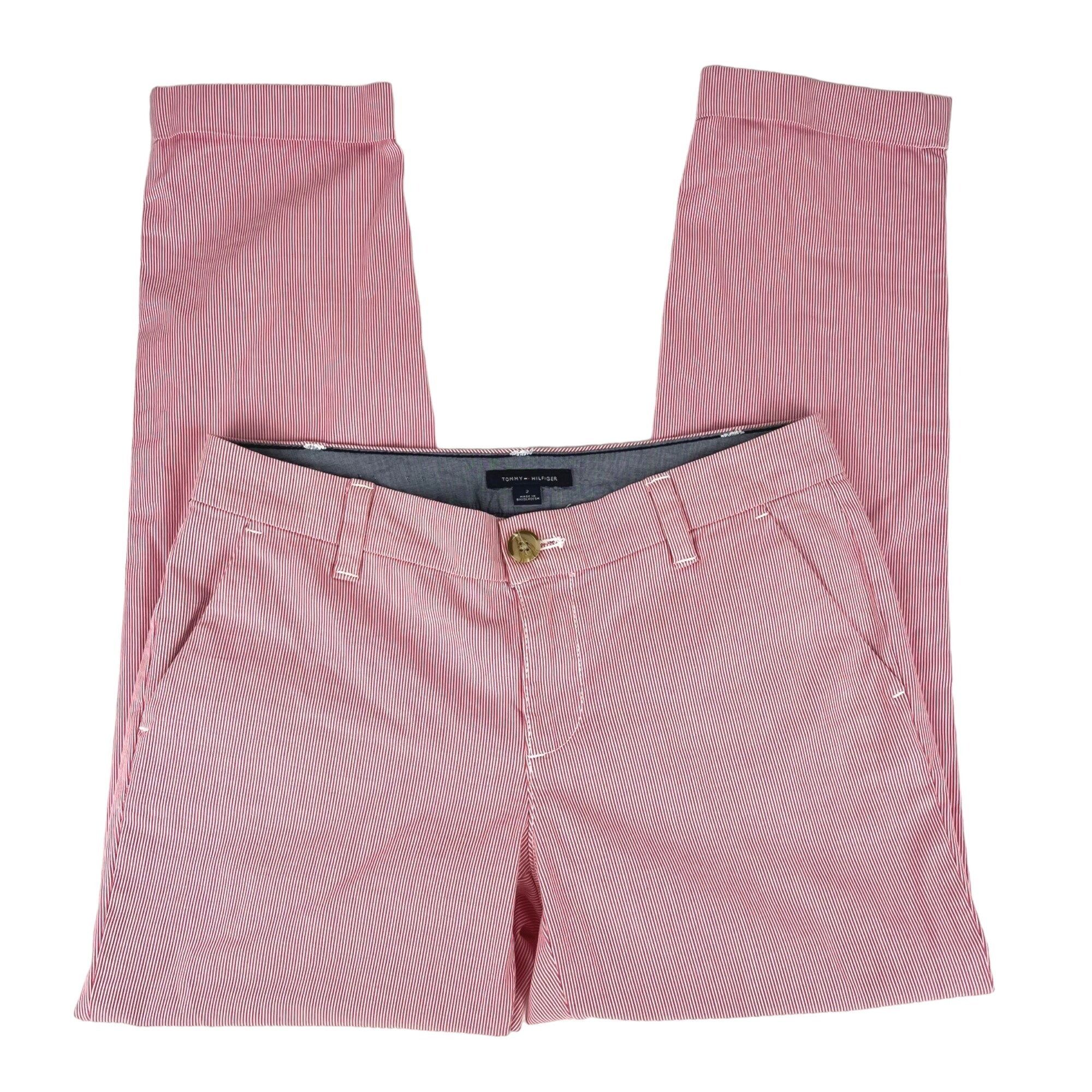 Tommy Hilfiger Tommy Hilfiger Women's Seersucker Cuffed Crop Pants Pink Siz Size 26" / US 2 / IT 38 - 1 Thumbnail