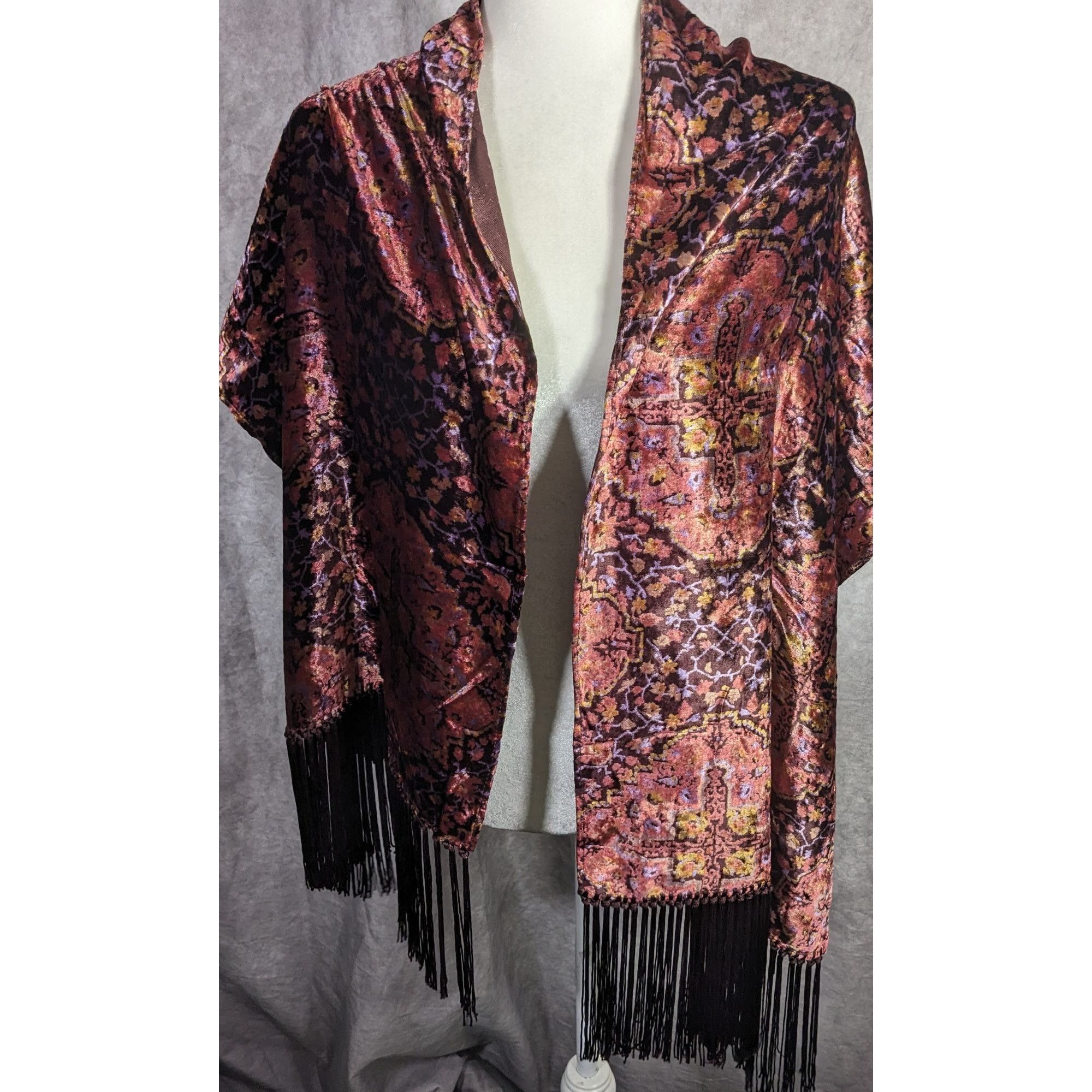 Other Vintage Renaissance-Inspired Dyed Velvet Shawl Size ONE SIZE - 7 Thumbnail