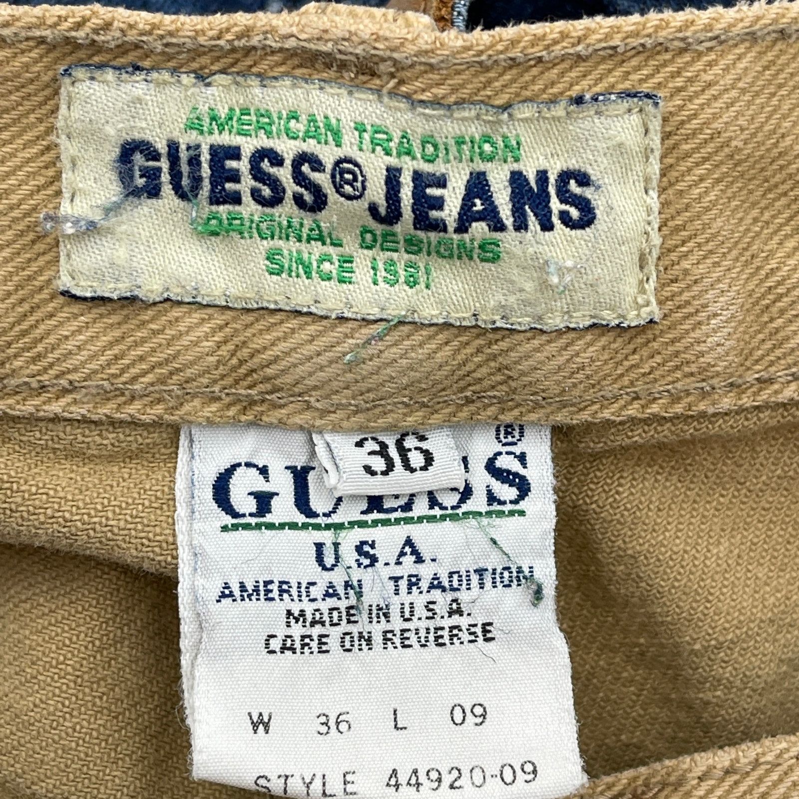 Guess × Vintage Guess Jeans Vintage Khaki Denim Shorts USA Made Size US 33 - 3 Thumbnail