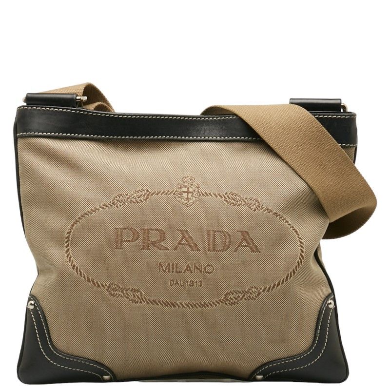image of Prada Canapa Logo Crossbody Bag in Brown, Women's