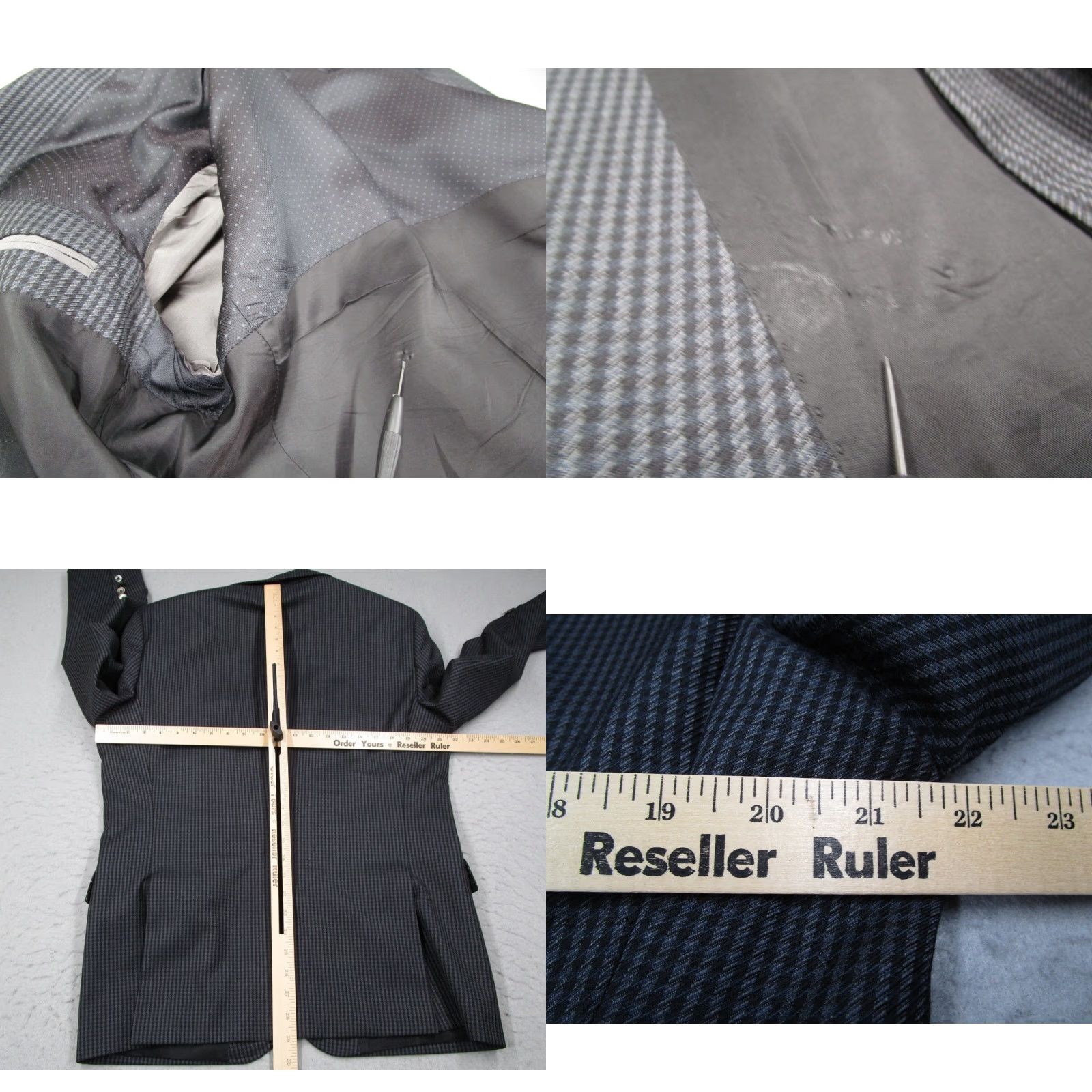 Hugo Boss HUGO BOSS Blazer Mens 42 Regular Gray Wool 2 Button Single-Breasted Notch Lapel Jacket - Made in Croatia Size 42R - 8 Thumbnail