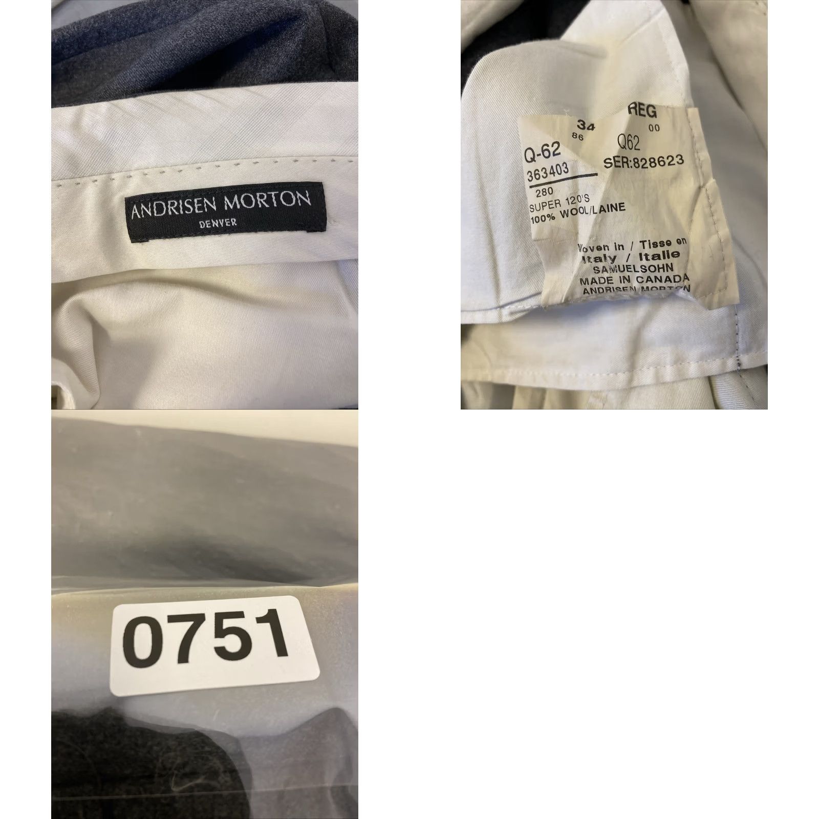 Vintage Anderson Morton Dress Pants Men’s 34x32 Gray Wool Flat Front Zipper Casual Dress Pants Classic Fit Slash Pockets Italy Size US 34 / EU 50 - 8 Thumbnail