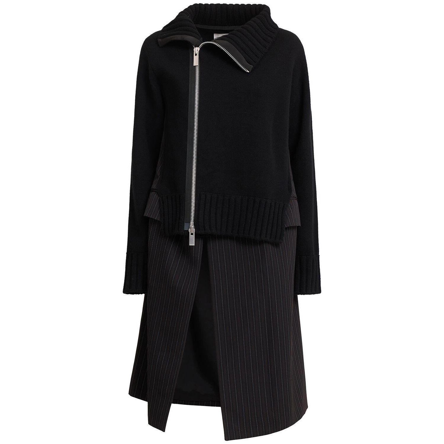 SACAI Black Wool Coat Dress New