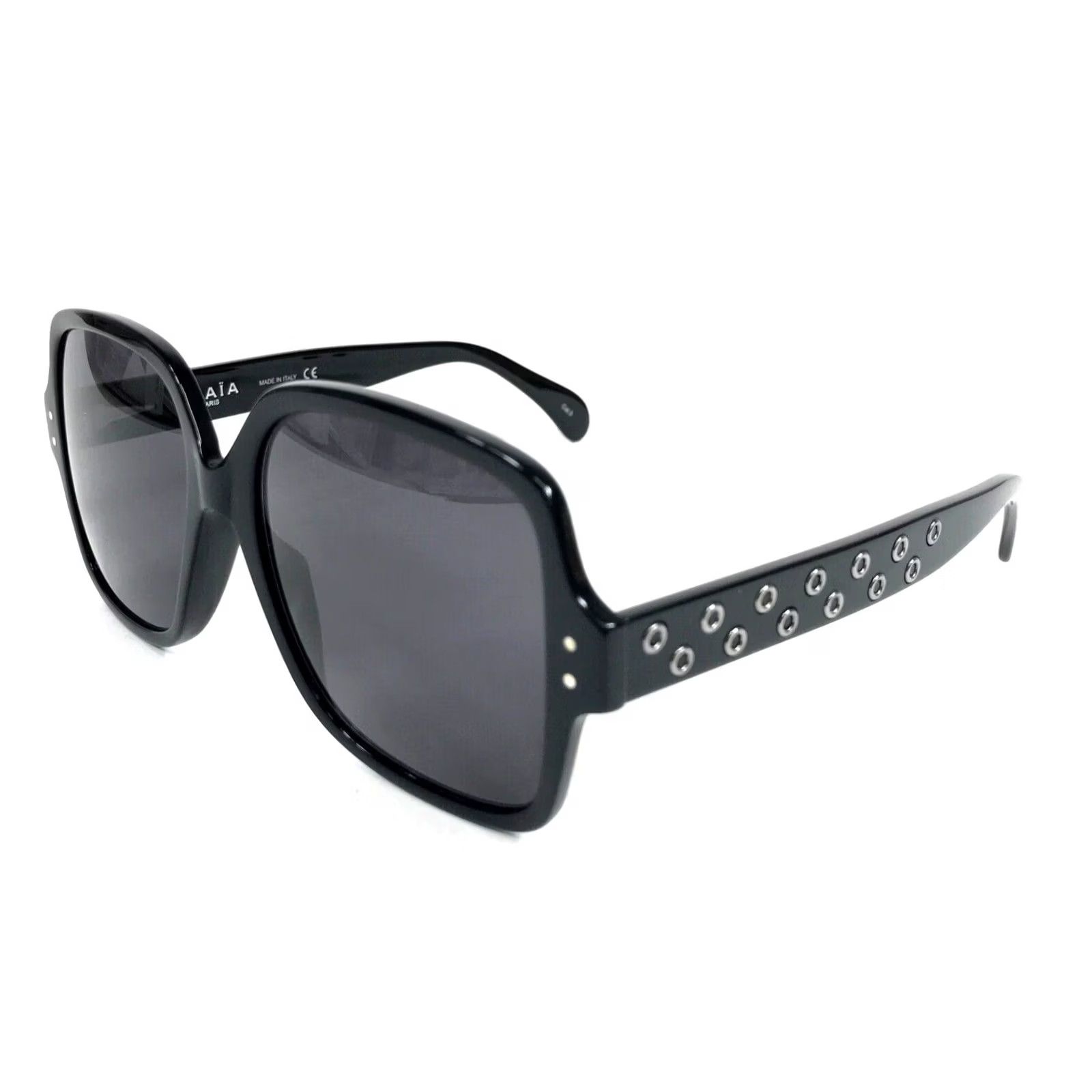 Alaïa Sunglasses AA0037S 001 Polished Black Oversized Square Frames Gray Lenses Alaia Sunglasses AA0037S 001 Black Oversized Square Frames  main image 3