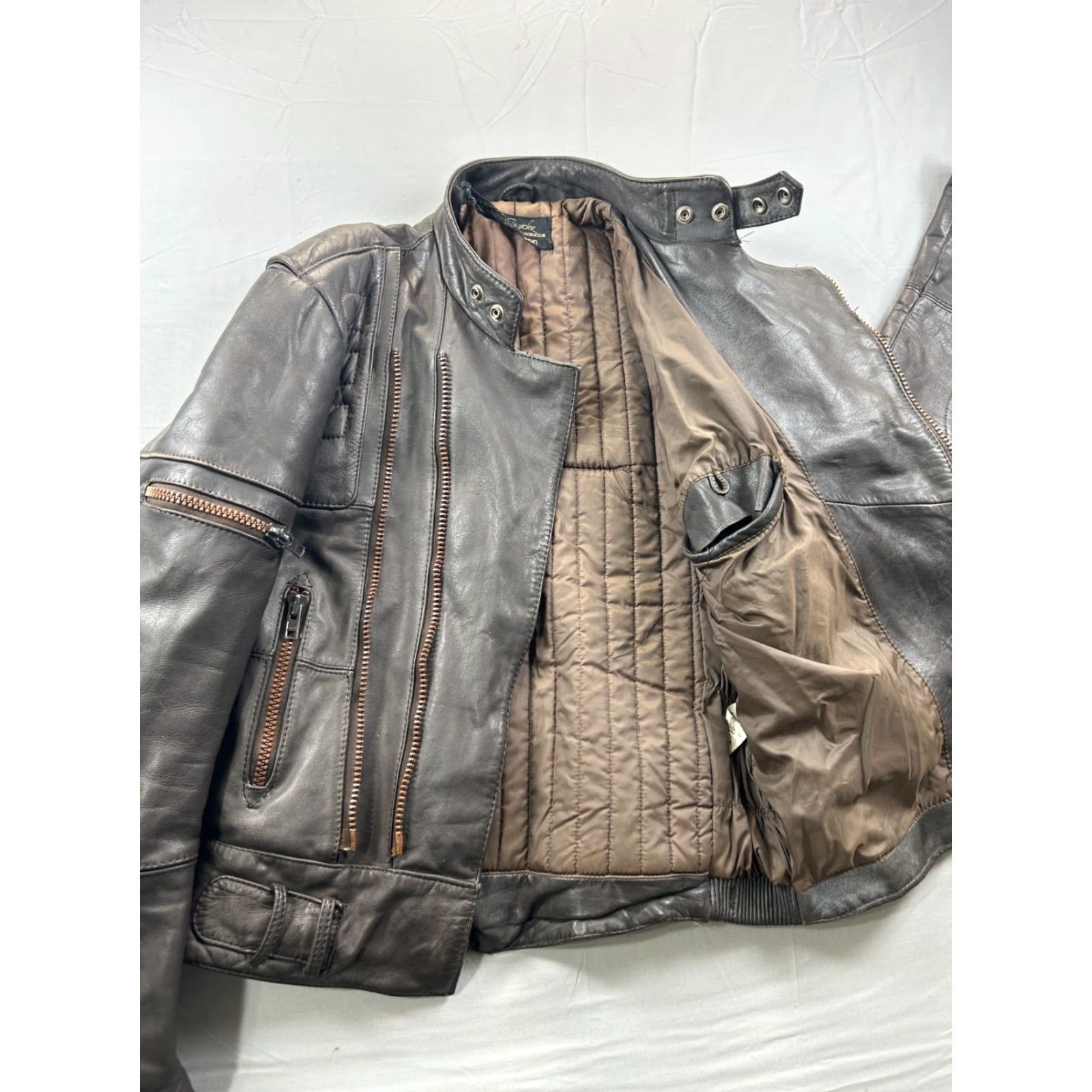Harley Davidson VINTAGE Harley-Davidson Leather Jacket Mens 38 Brown Motorcycle Biker Jacket Size US XXS / EU 40 - 6 Thumbnail