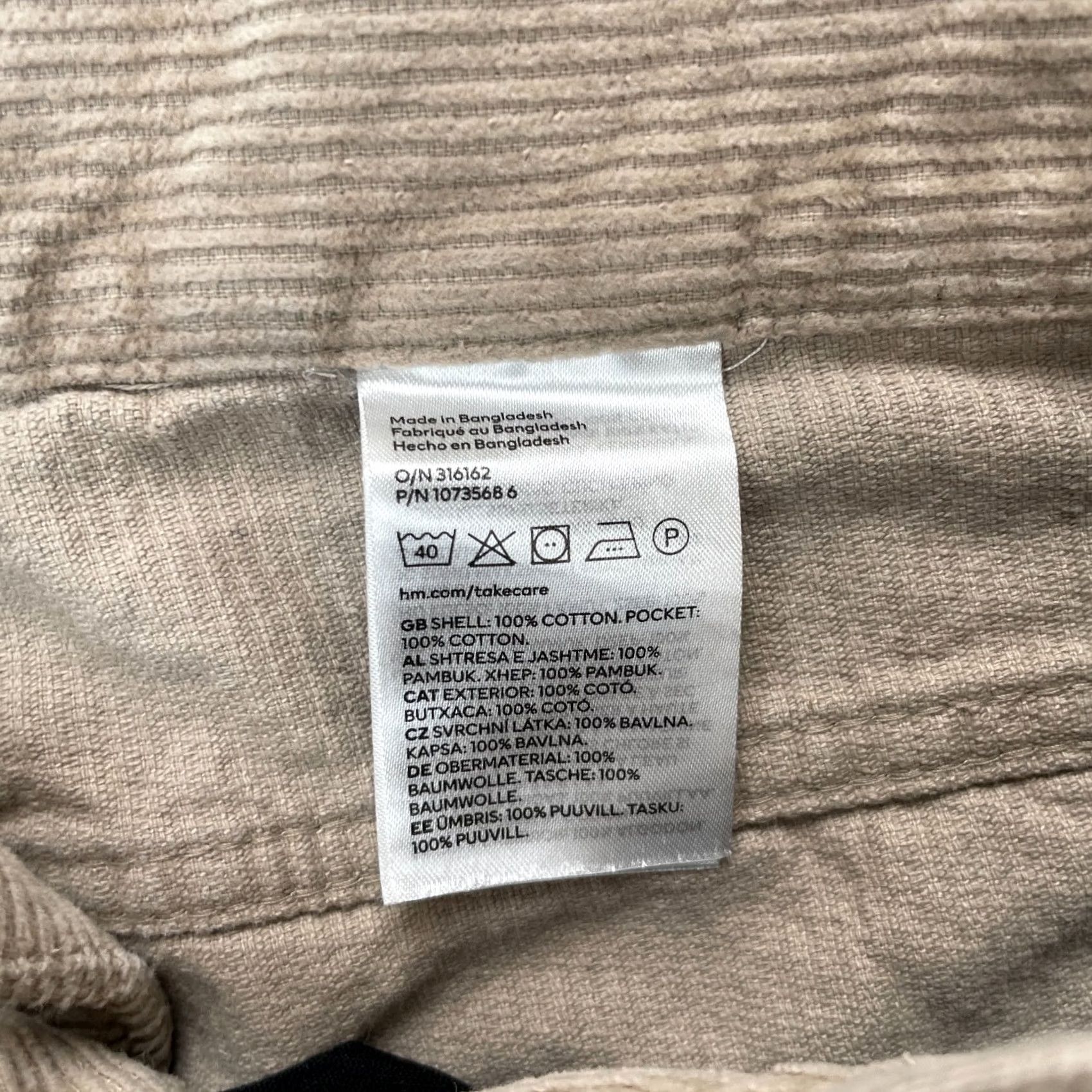 H&M H&M Pants Mens 38 Beige Corduroy Coupe Regular Straight Leg Baggy 5-Pocket Design Beige Cotton Flat Front Button Zipper Casual Size US 38 / EU 54 - 5 Thumbnail