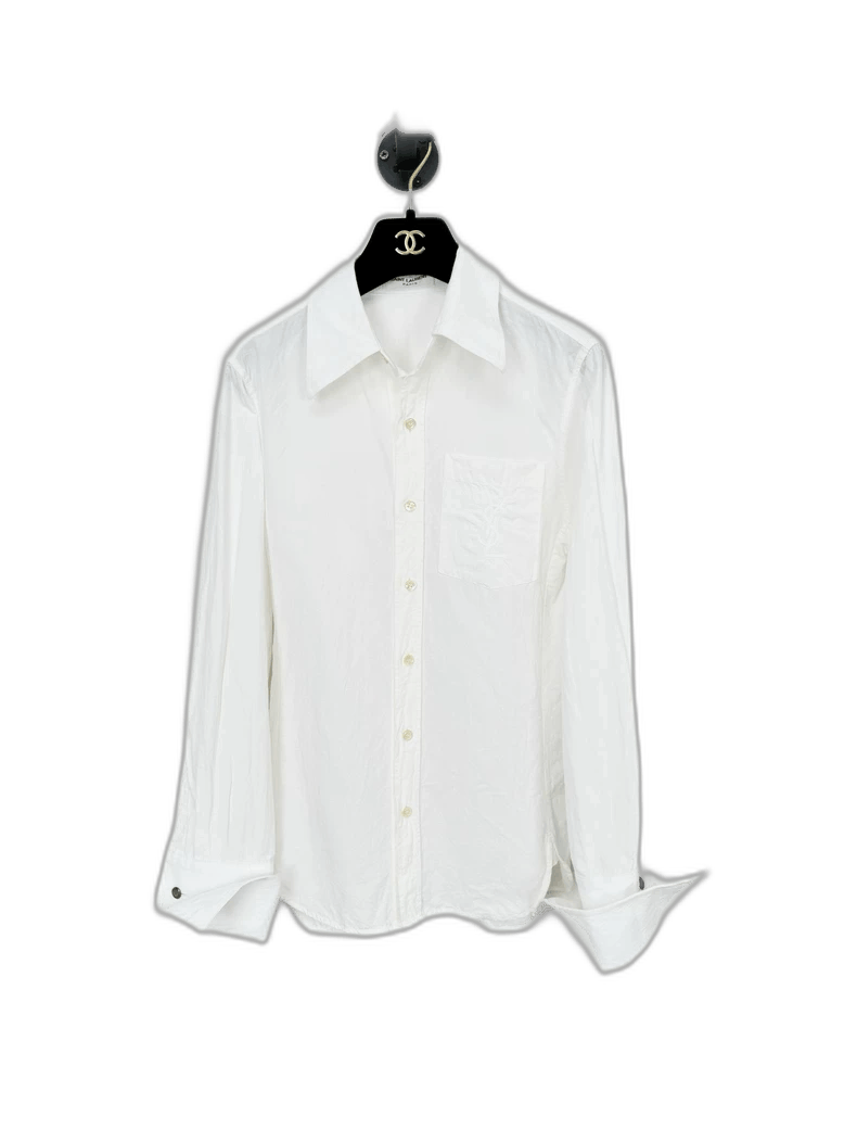 Saint Laurent White Embroidered Button-2507