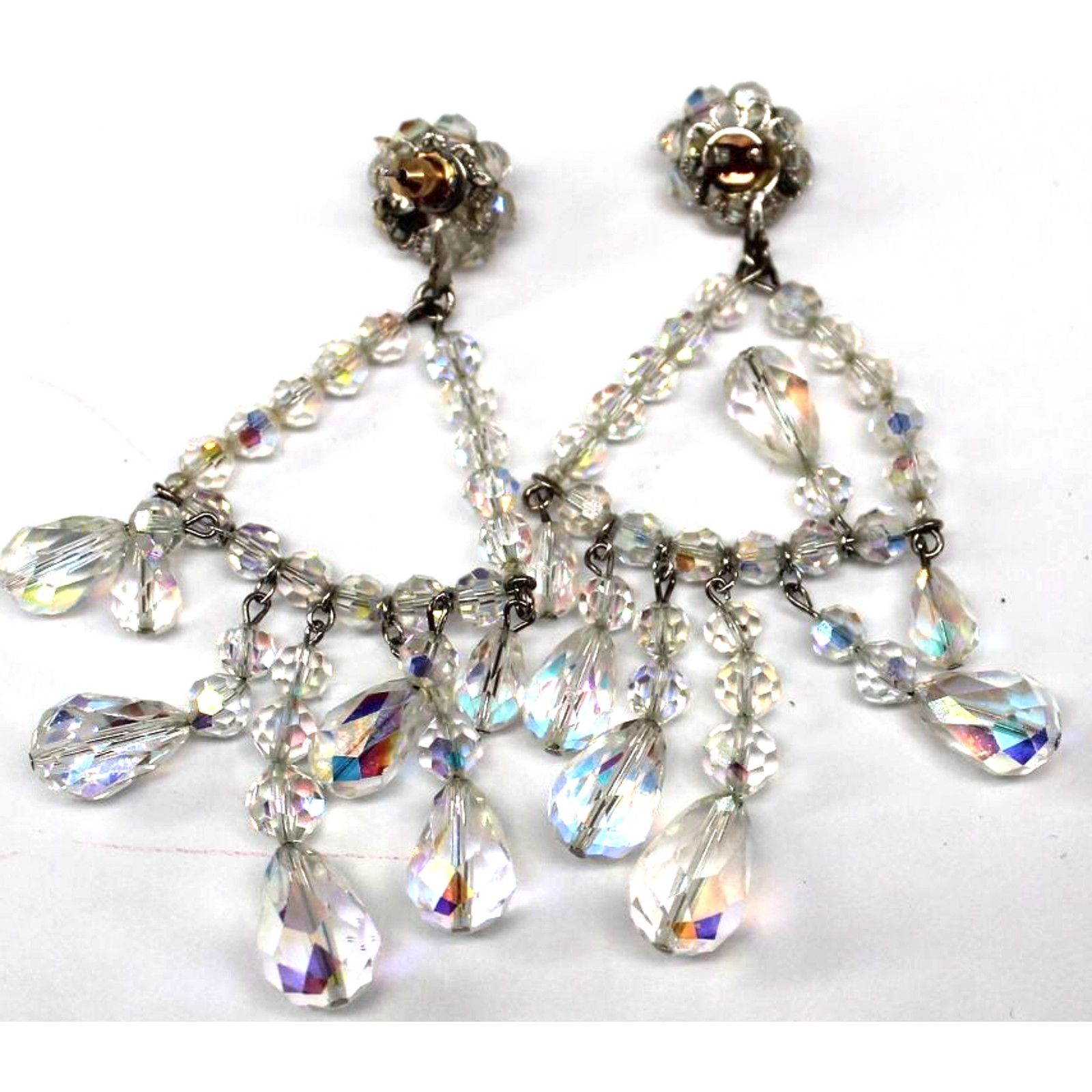 Other Vintage Arora Borealis Crystal Chandelier Earring 3.5" Size ONE SIZE - 2 Thumbnail