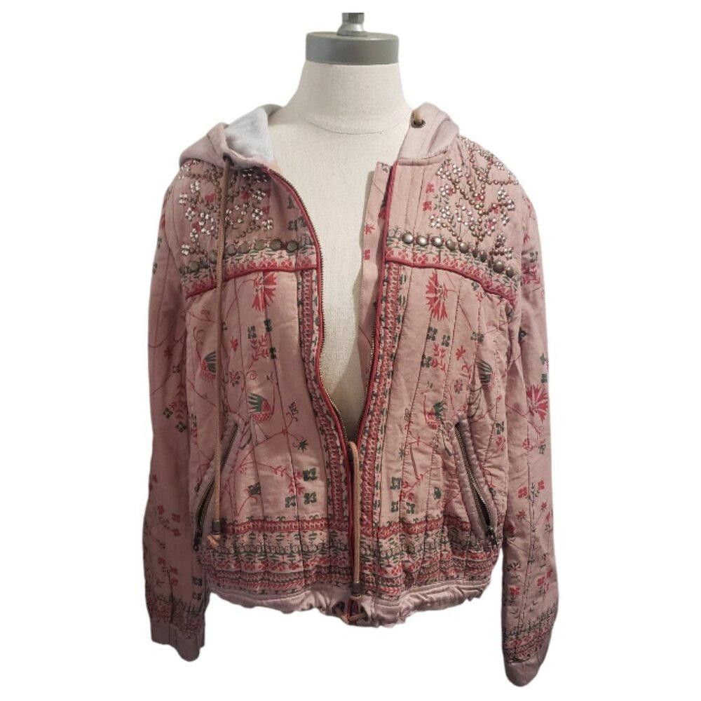 Free People CT1941 Free People Rose Quilted Zip Front Hoodie Jacket L Size L / US 10 / IT 46 - 1 Thumbnail