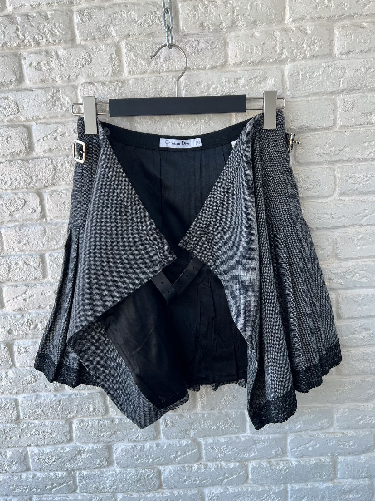 Dior Christian Dior Gray Wool Pleated Knit Skirt Size 28" / US 6 / IT 42 - 3 Thumbnail