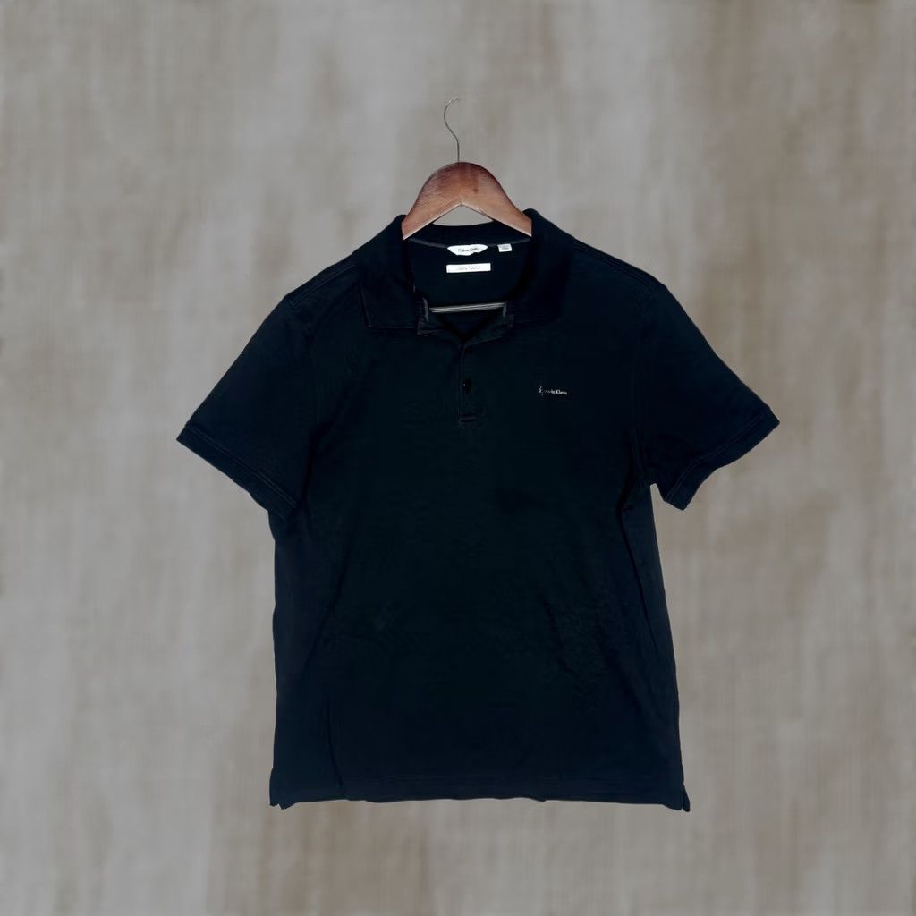 Calvin Klein Calvin Klein Polo Shirt Mens Black Short Sleeve Liquid Touch Button-Down Collar Knit Solid Regular Size M Size US M / EU 48-50 / 2 - 1 Thumbnail