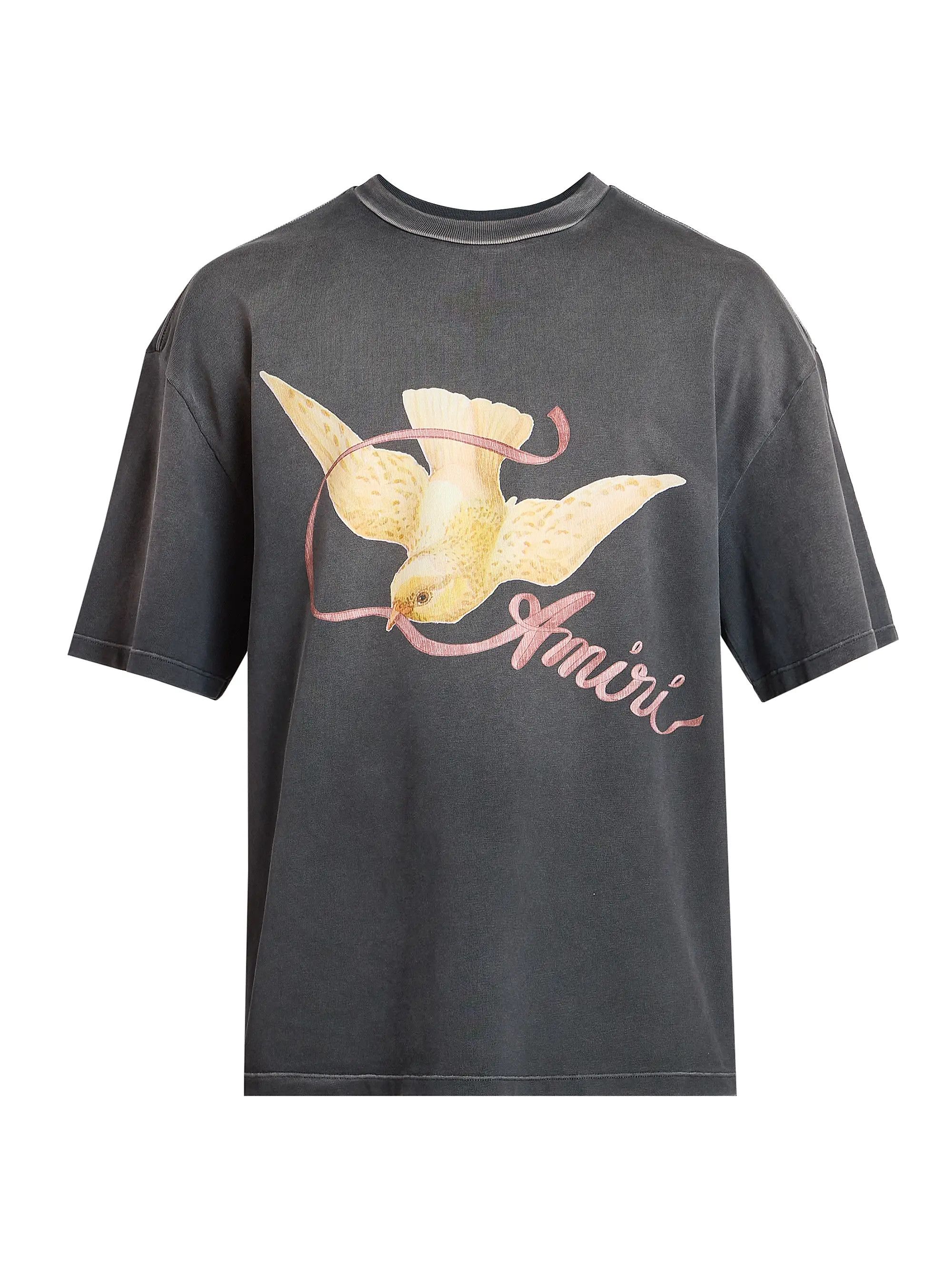 Amiri os11x0526 Ribbon Logo Oversized T-Shirt in Black Size US M / EU 48-50 / 2 - 1 Thumbnail