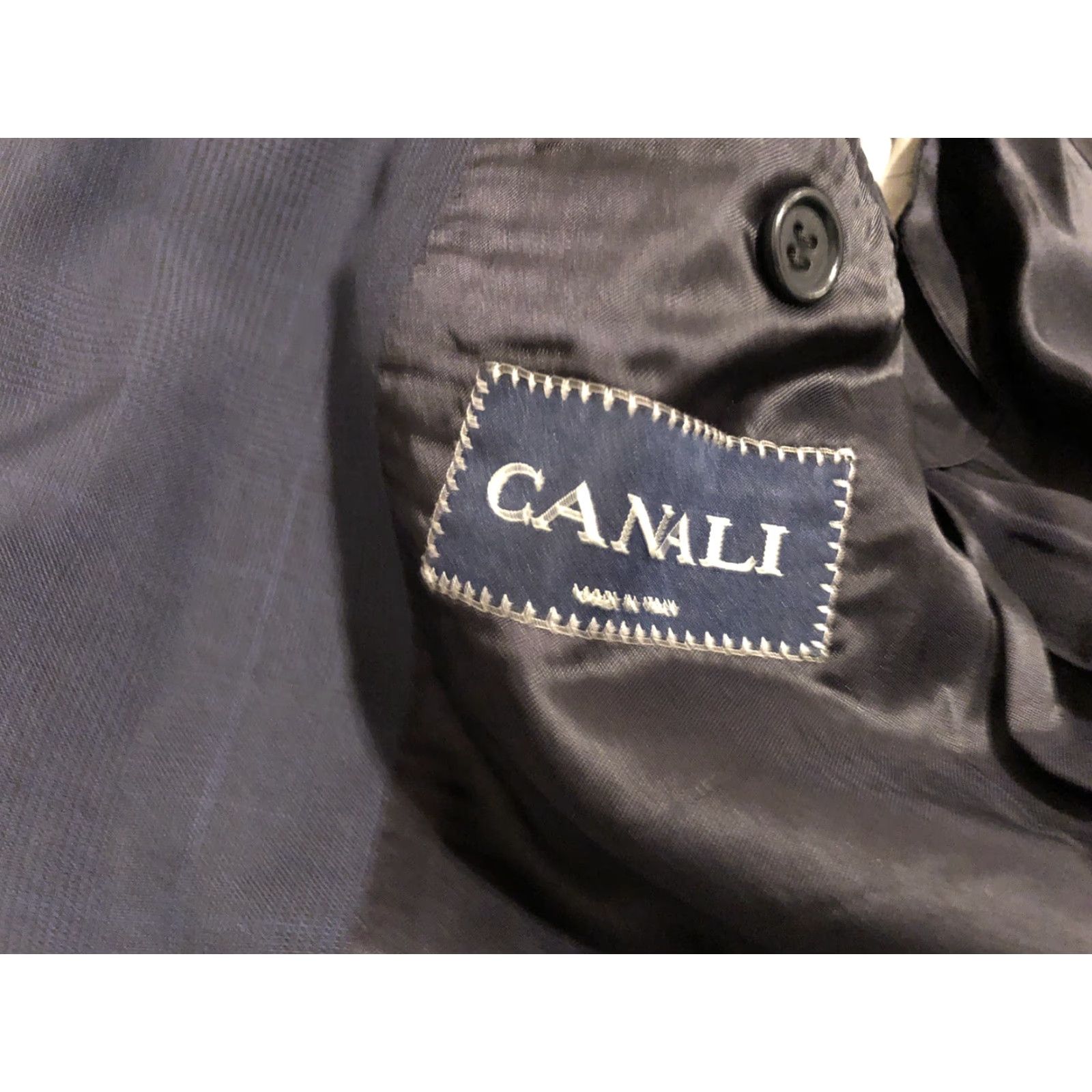 Canali Canali Navy Blue Wool Suit Mens 42R Jacket 33x38 Pants 2 Piece Flawed Size 42R - 4 Thumbnail