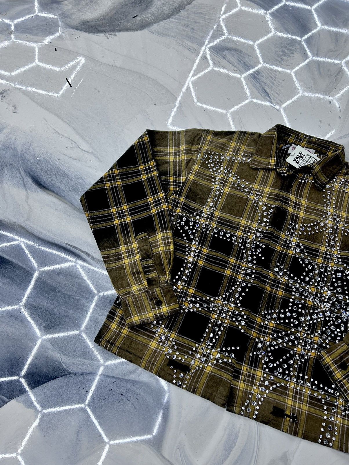 Vale Chocolate Crystal Flannel Black Yellow Size S