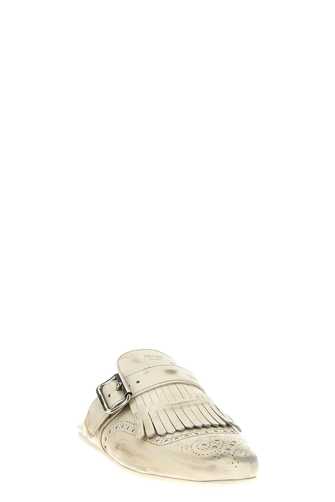 Prada PRADA White Leather Loafer Slippers New & Authentic Size US 8.5 / IT 38.5 - 2 Thumbnail