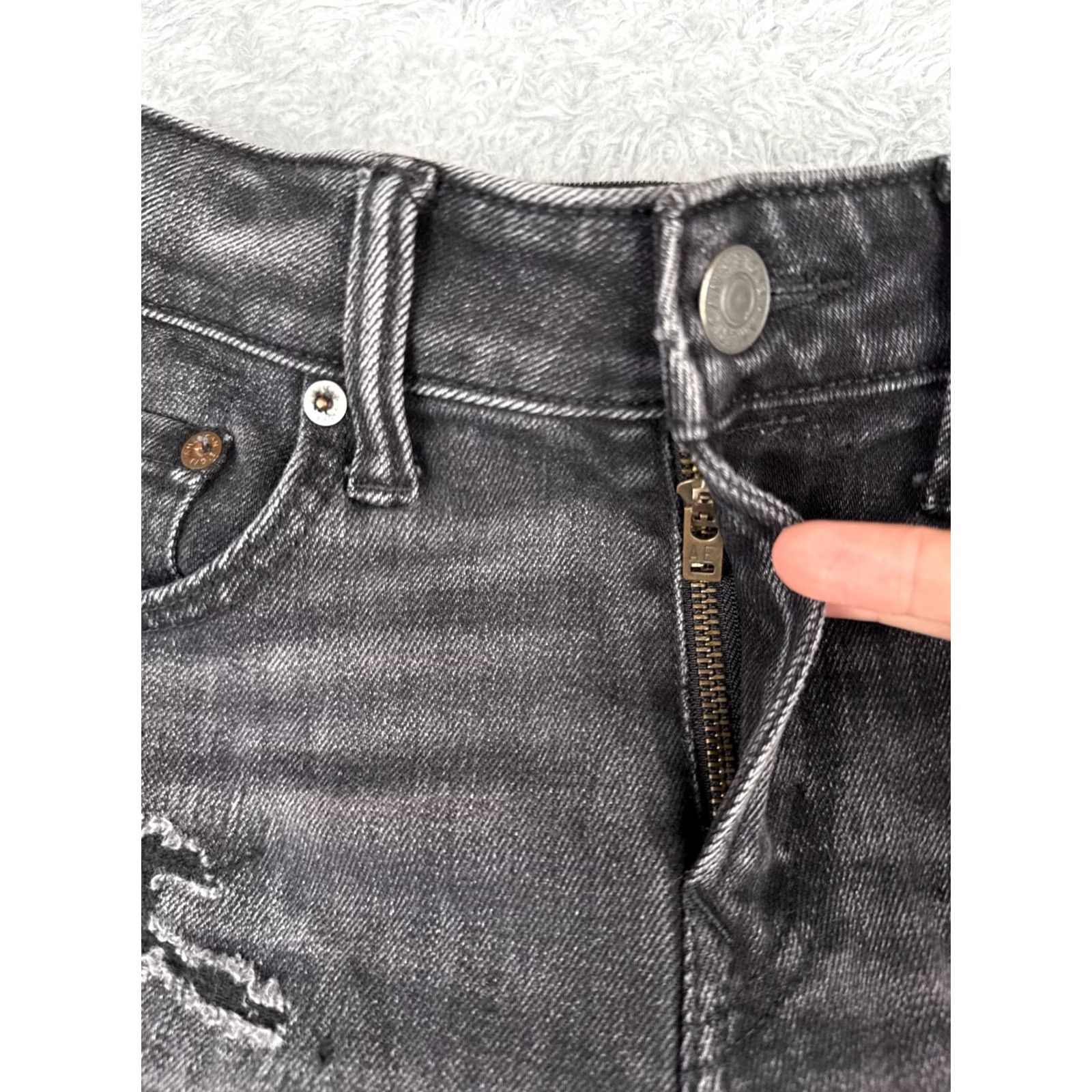 American Eagle Outfitters American Eagle Outfitters Jeans Womens 28 Black Distressed Skinny Airflex Plus 28x34 Jeans Size 28" / US 6 / IT 42 - 5 Thumbnail