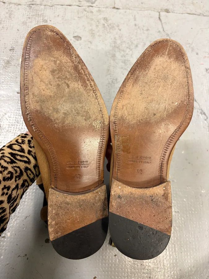 Roberto Cavalli 2000s Roberto Cavalli Beige Ponyhair Chelsea Leather Boots Size US 9 / EU 42 - 8 Thumbnail