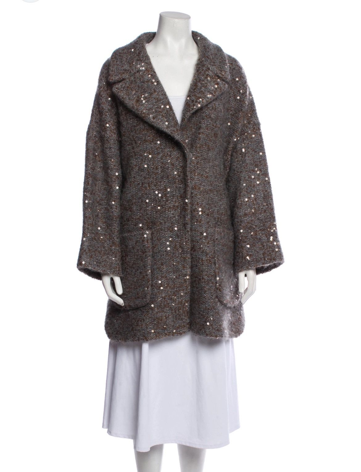 Brunello Cucinelli Brunello Cucinelli Tweed Pattern Fur Coat - Grey Coats,... Size S / US 4 / IT 40 - 12 Thumbnail