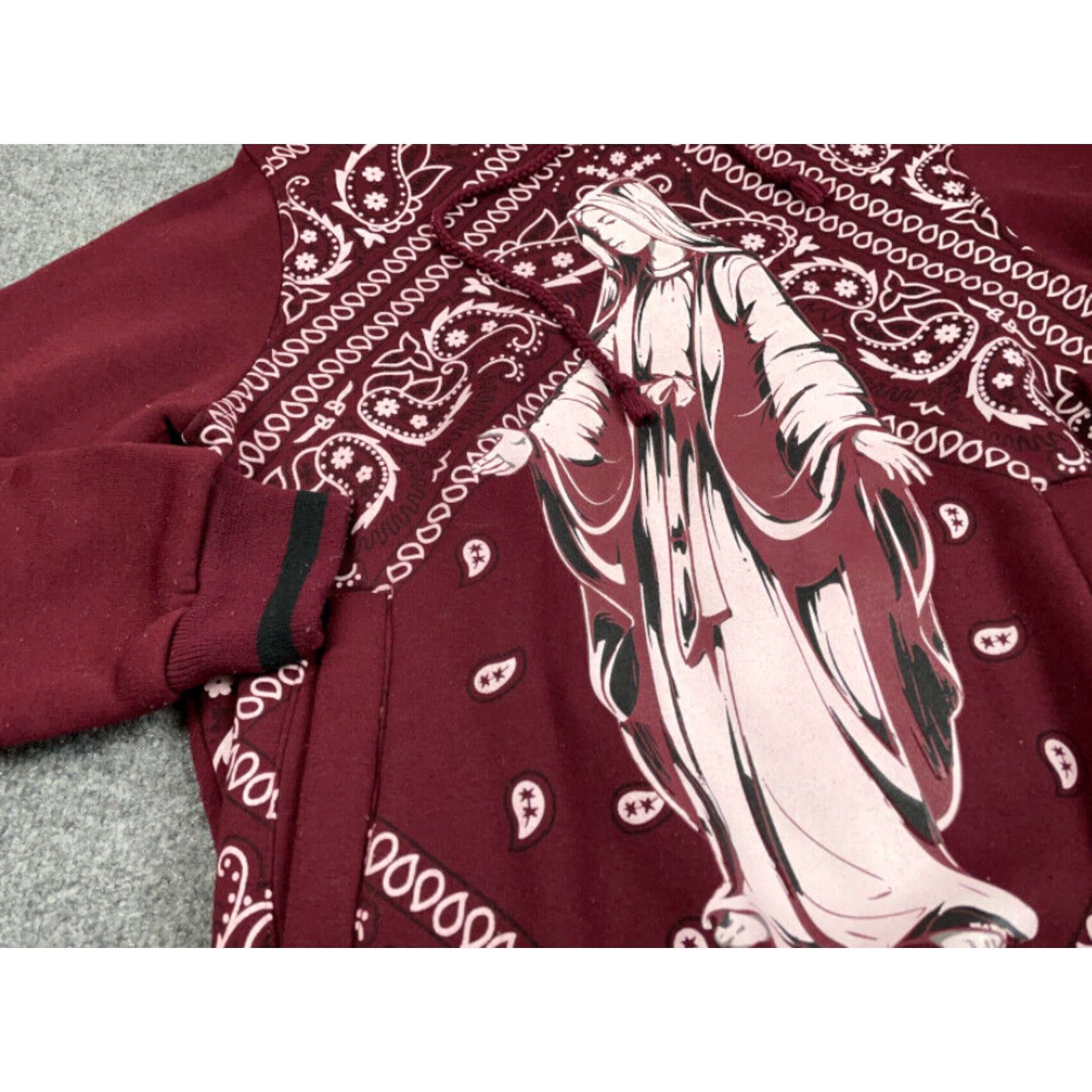 Etro VINTAGE Oldies 1940 Religious Hoodie Sweatshirt Men Small Red 90s Mary Guadalupe Graphic Print Size US S / EU 44-46 / 1 - 6 Thumbnail