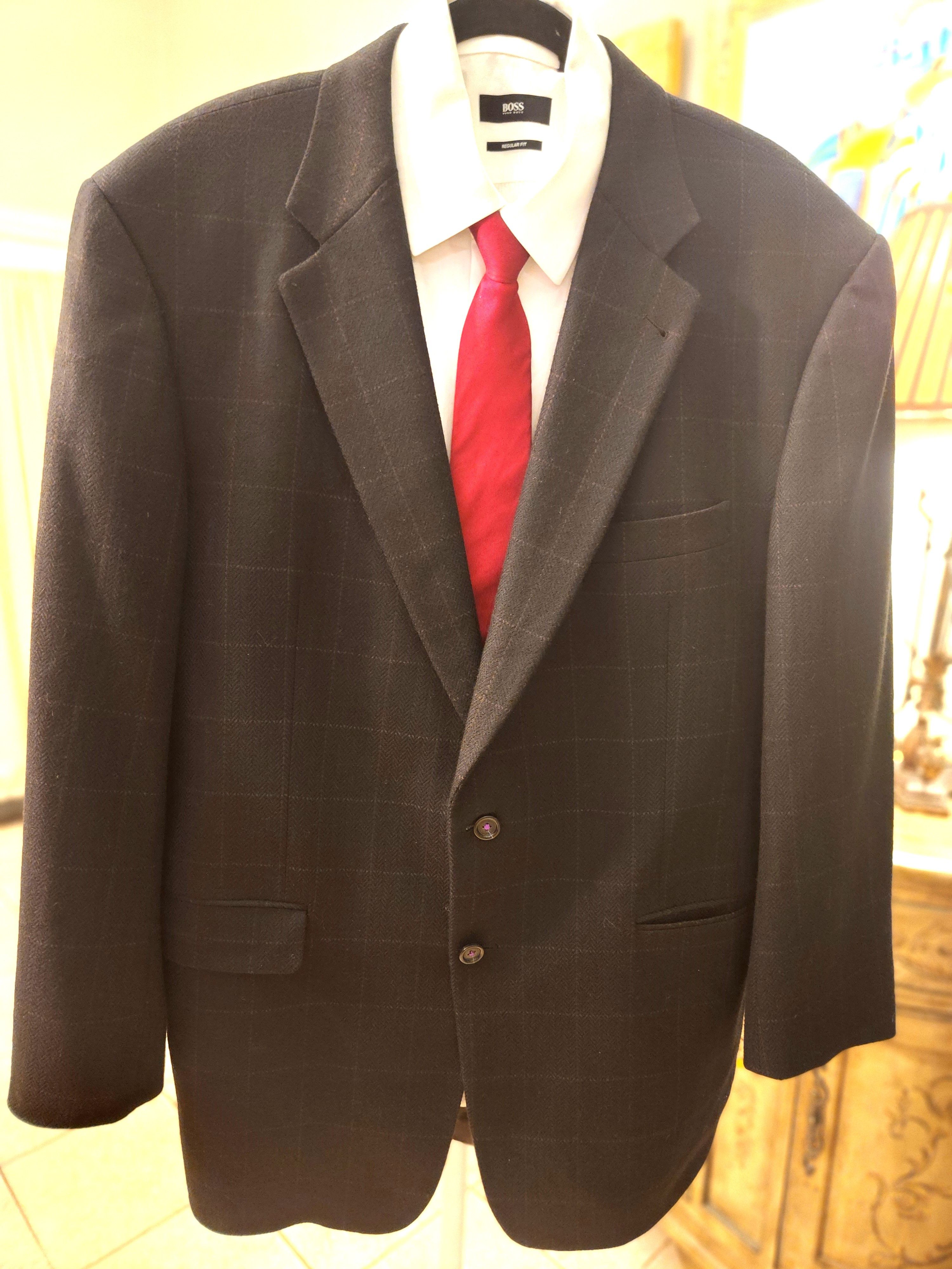 Burberry Vintage 90's 100% Wool Windowpane Designed Blazer Size 46R - 1 Thumbnail