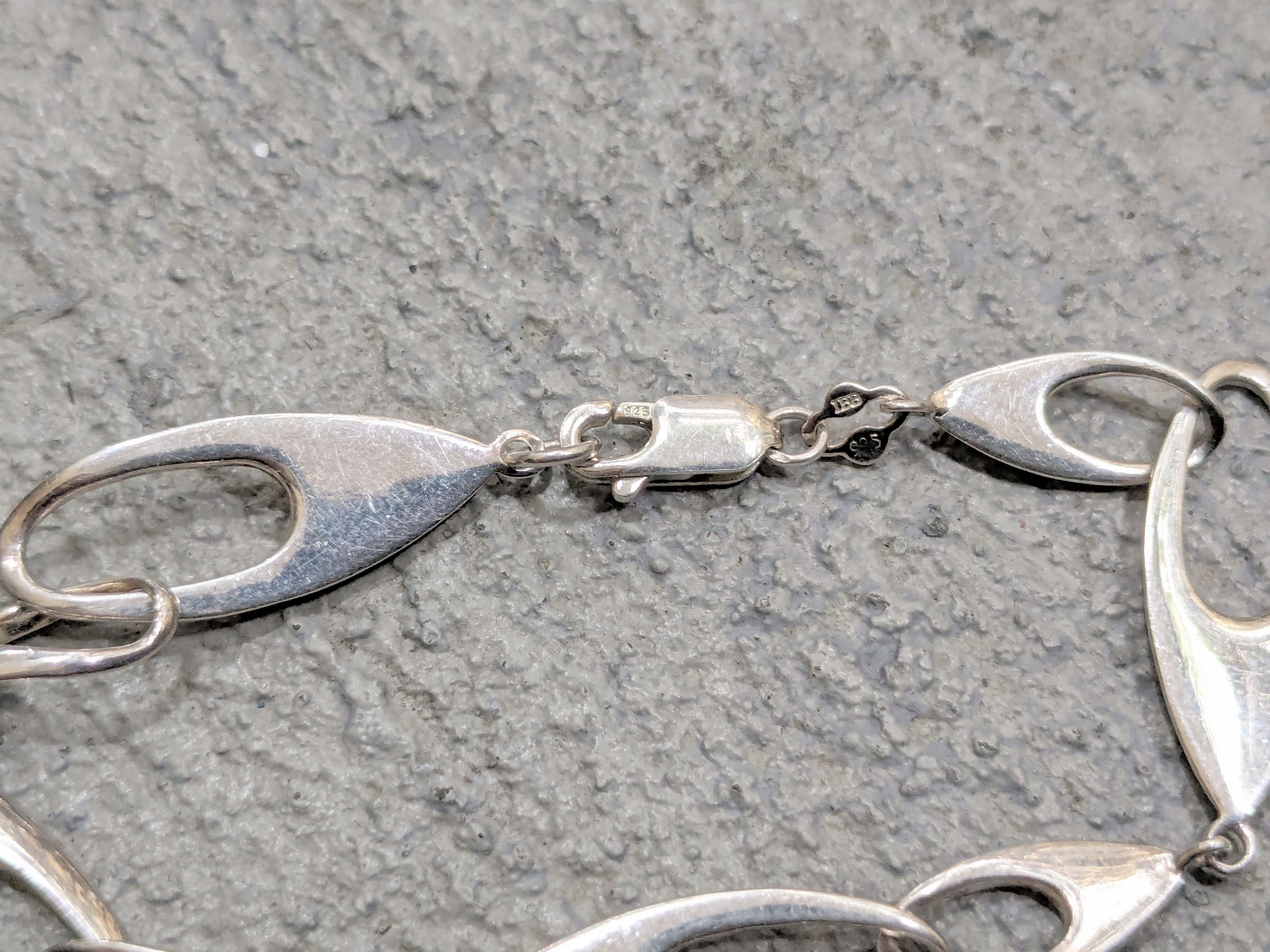 Jewelry Vintage Sterling Silver Bracelet Oval Link Chain 7.5" Modern Size ONE SIZE - 6 Thumbnail