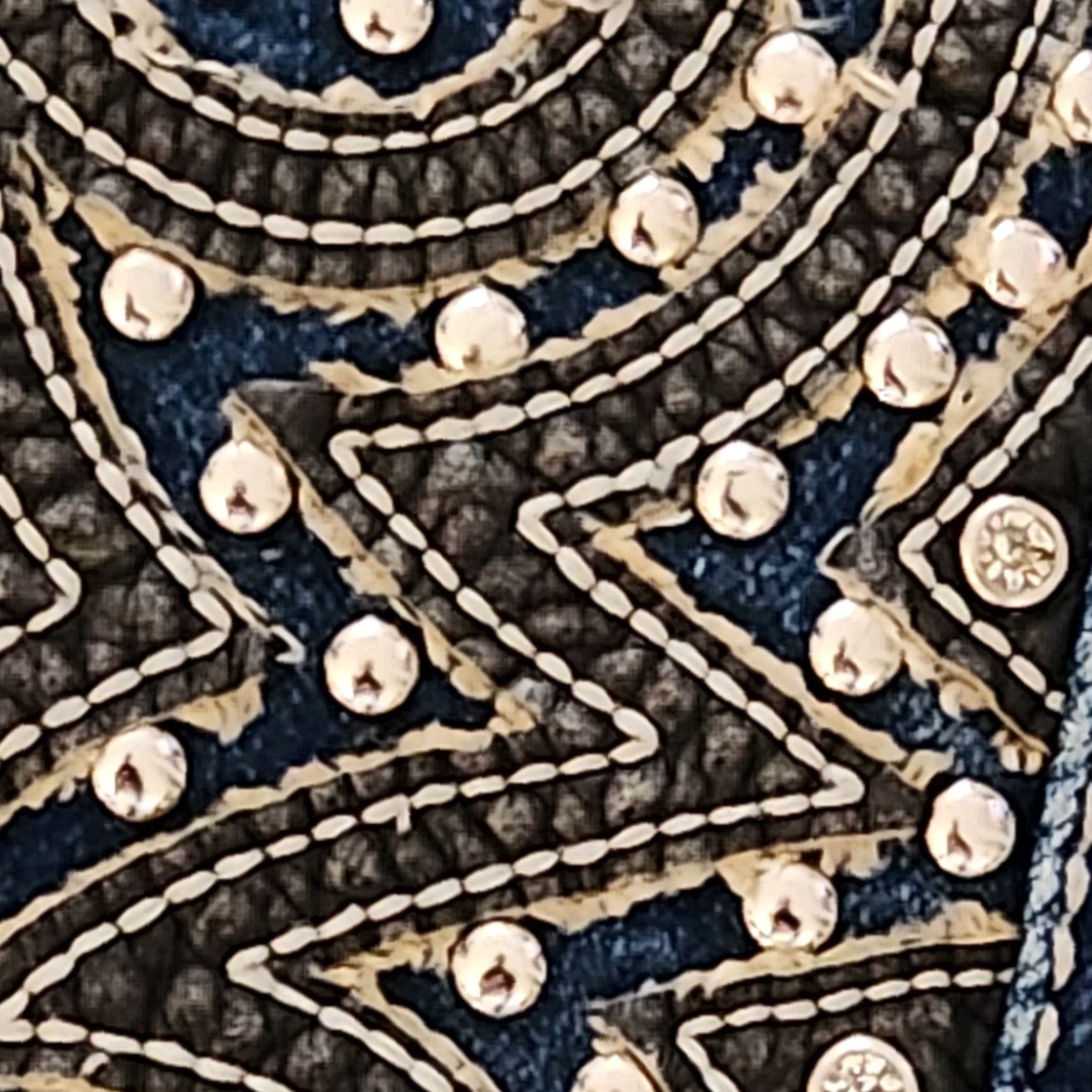 Denime Trinity Jeans Blue Denim 9 Regular Women Bootcut Rhinestone Embroidered Beaded Logo Studded Western Cowgirl Size 30" / US 8 / IT 44 - 3 Thumbnail
