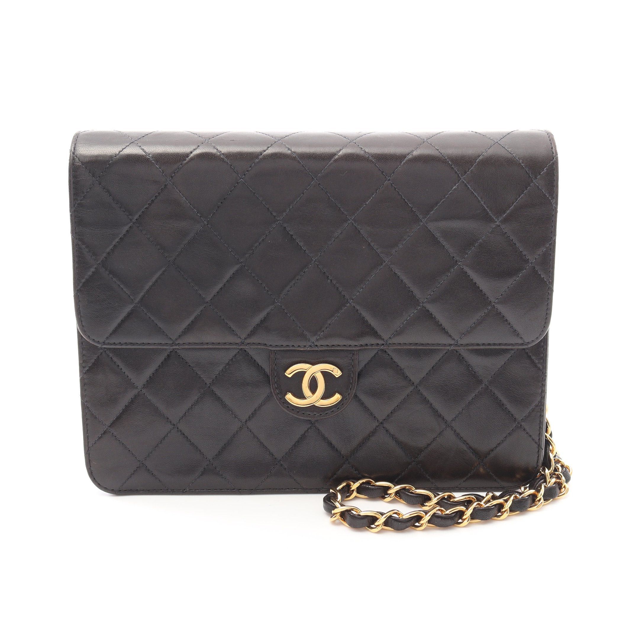 Chanel Chanel Matelasse Single Flap Chain Shoulder Bag Lambskin Black Gold Hardware Push Lock Size ONE SIZE - 1 Thumbnail